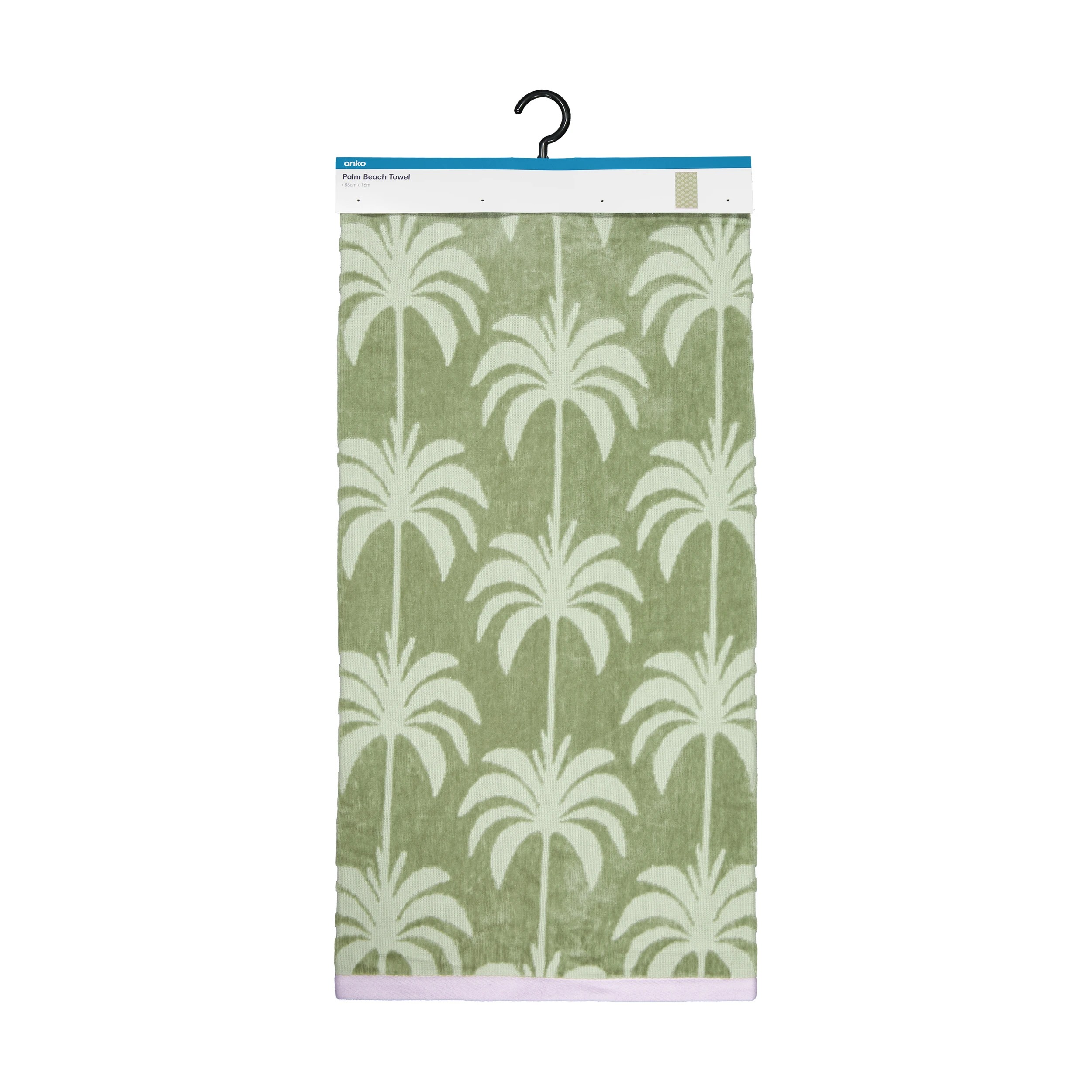 6 Palm Cotton Beach Towel - Seagrass, 6 of 6