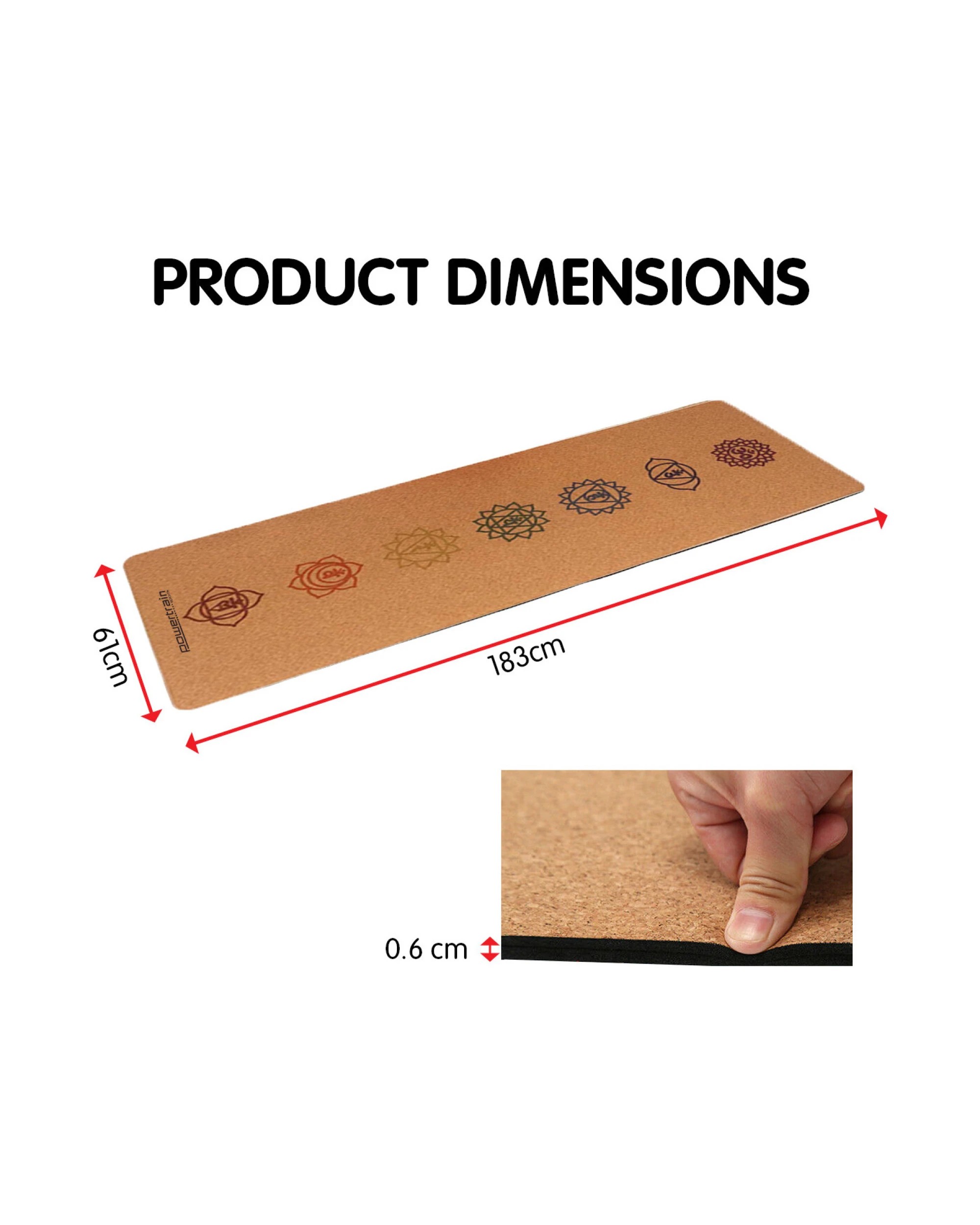 3 Powertrain Cork Yoga Mat with Carry Straps - Chakras, 3 of 6