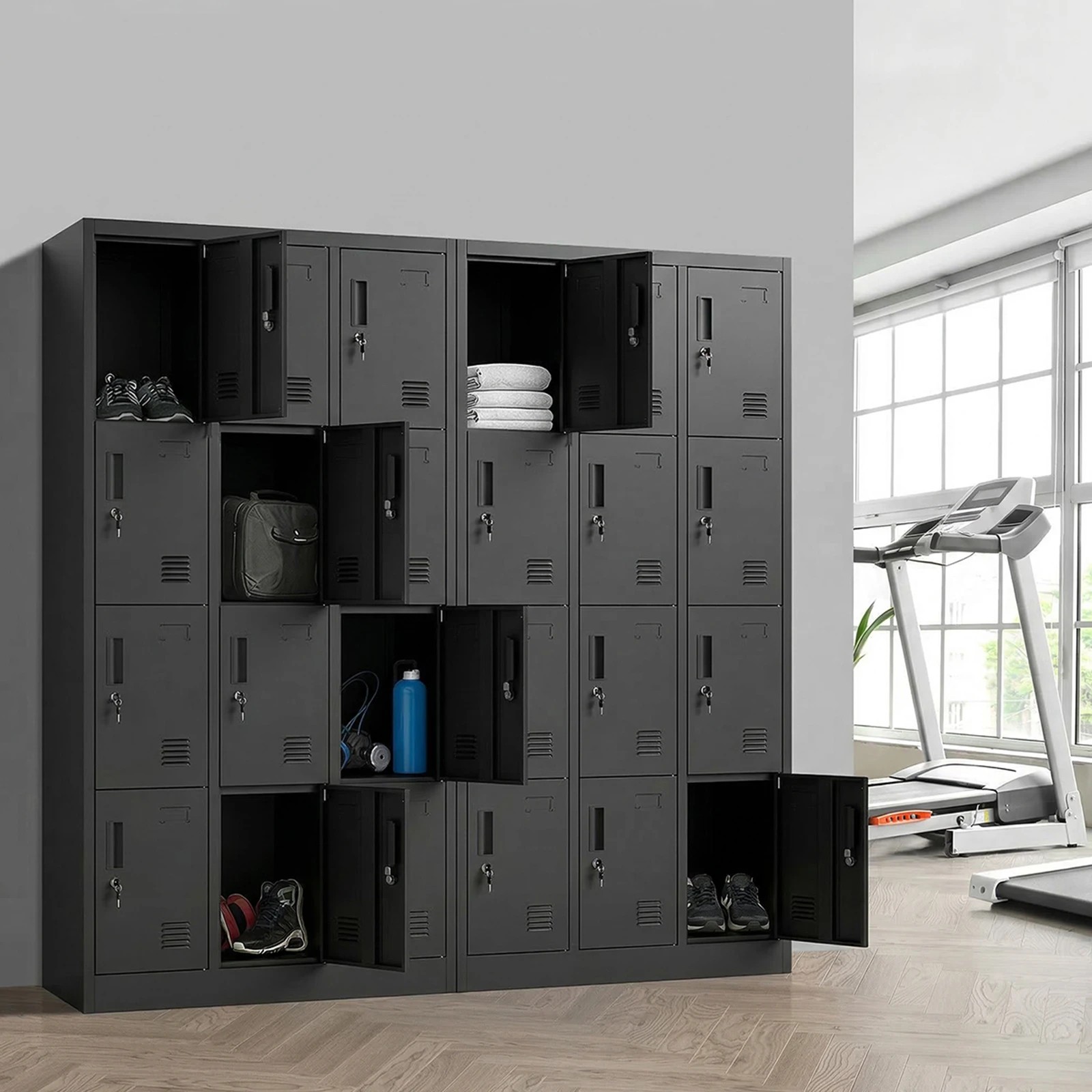 3 Oikiture 12 Doors Locker Cabinet Steel Storage Cupboard Office School Gym - Black, 3 of 7