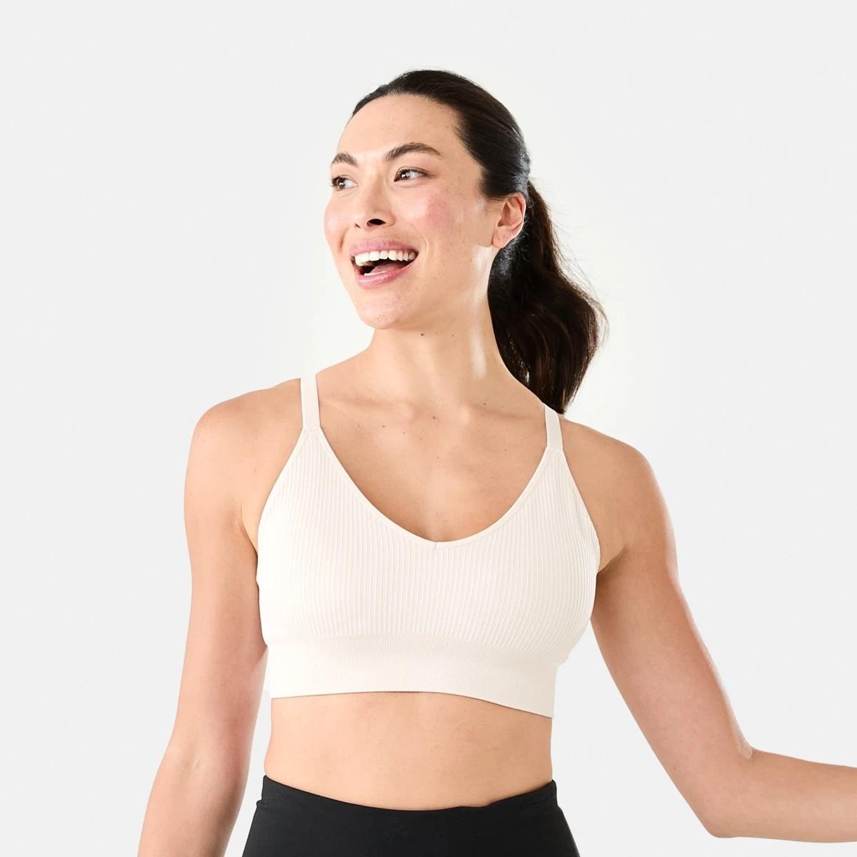 1 Sports Medium Support Seamfree Crop Top CLOUD BEIGE, 1 of 8