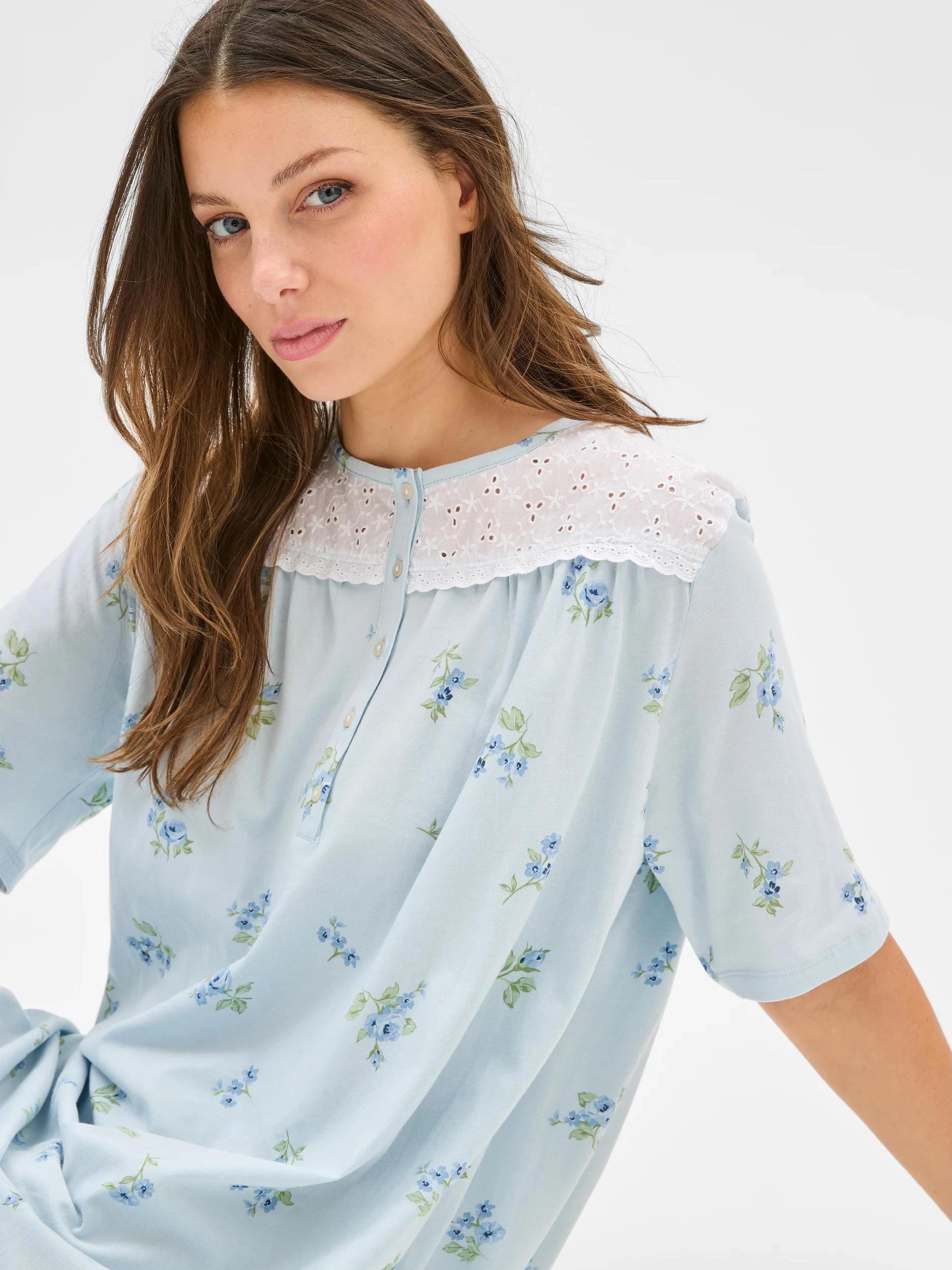 5 Target Woman Australian Cotton Womens Short Sleeve Traditional Sleep Nightie BLUE DITSY FLORAL, 5 of 5