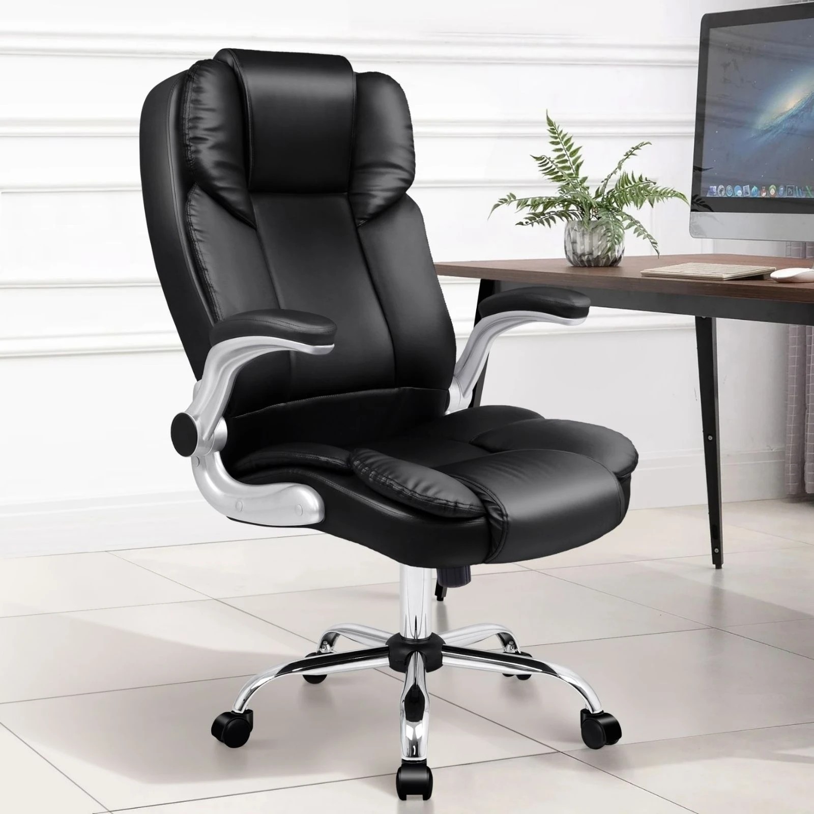 6 Alfordson Office Chair Executive Computer Gaming Racer PU Leather Work Seat - Black, 6 of 10