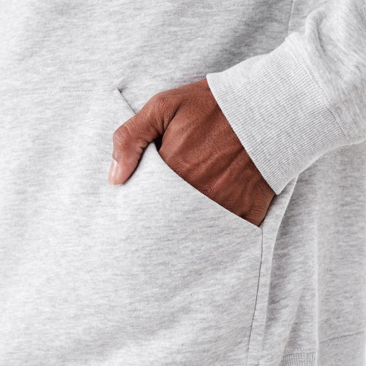6 Active Mens Colour Block Fleece Hoodie Grey Marl, 6 of 6