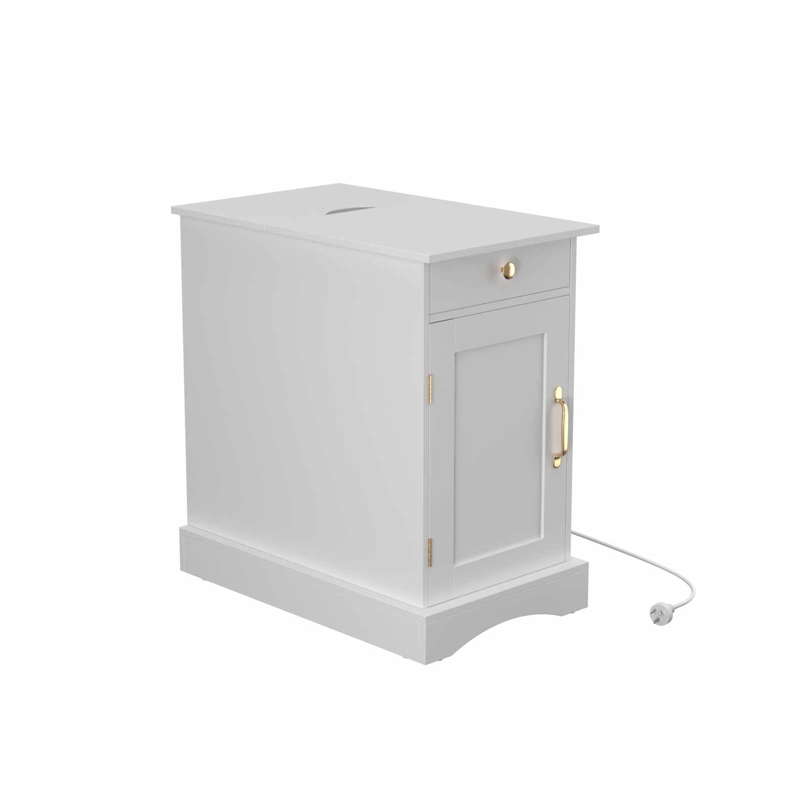 1 Cosway Bedside Table Nightstand w/Charging Station Side End Table - White, 1 of 6