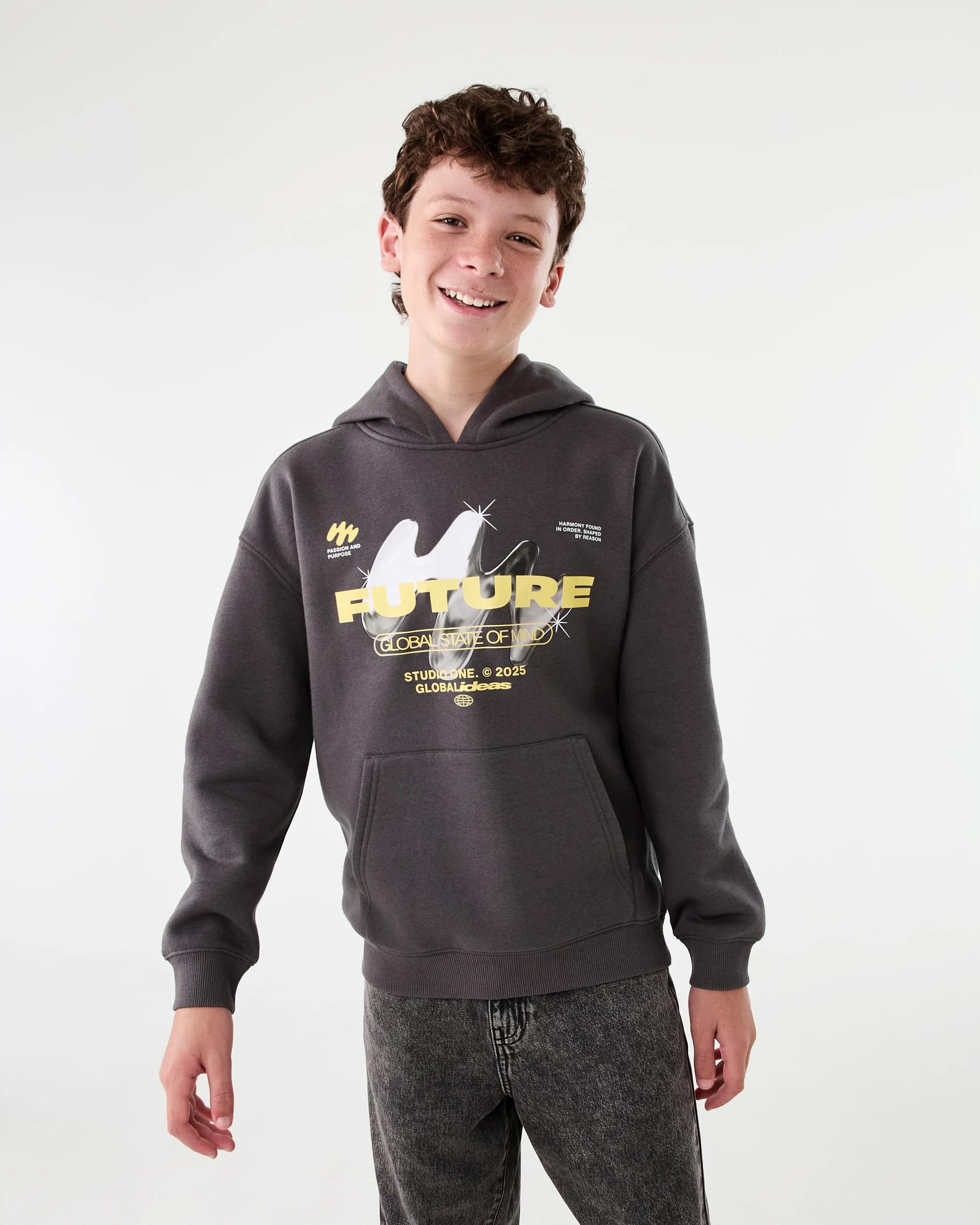 1 Oversized Print Hoodie Gry Urban, 1 of 8