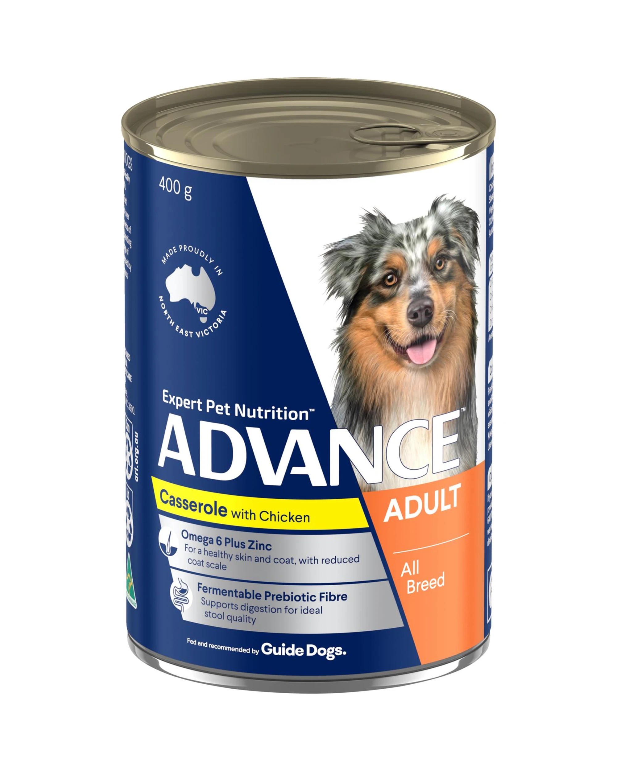 1 Advance Adult All Breed Wet Dog Food Casserole w/ Chicken 12 x 400g, 1 of 3