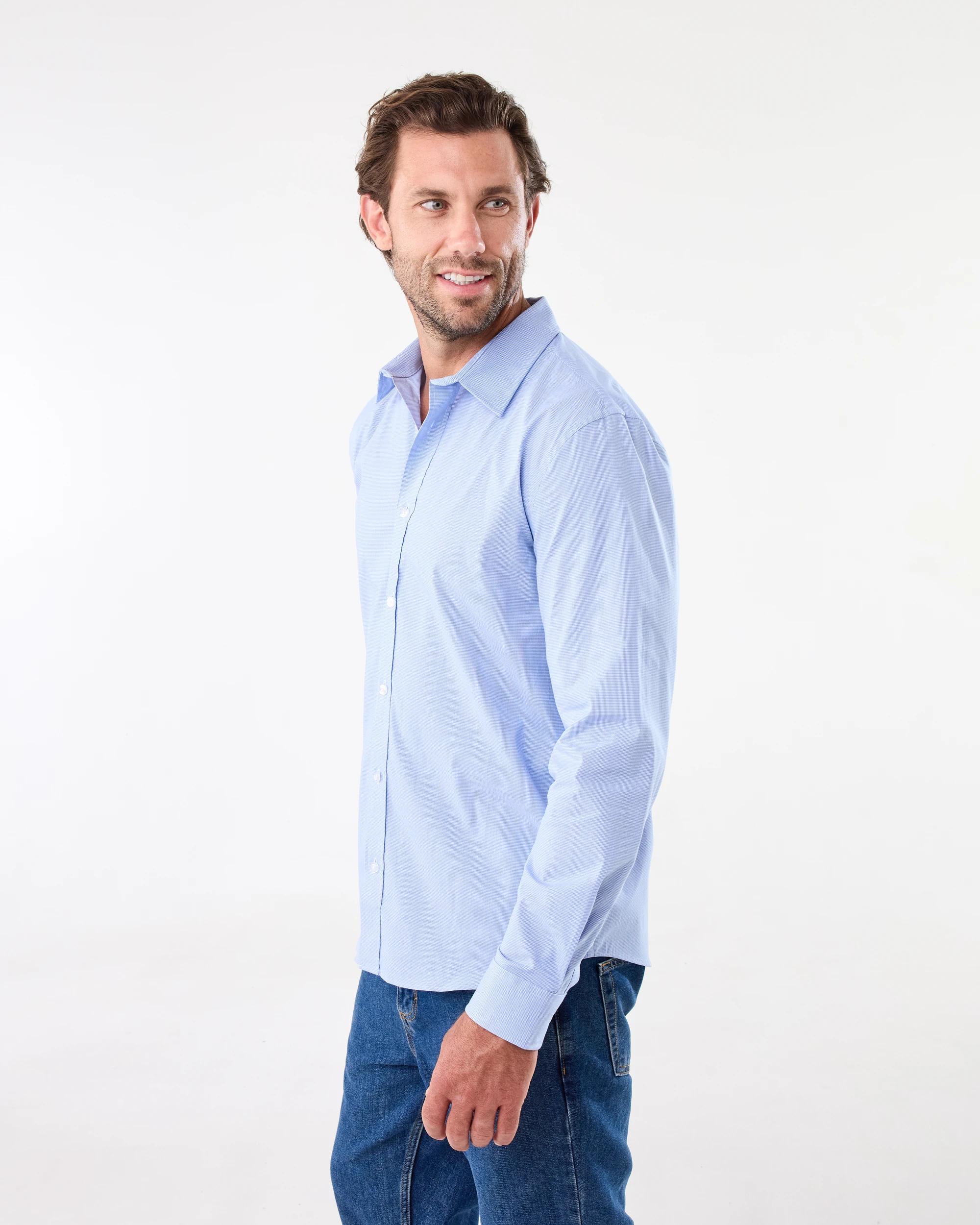 2 Workwear Long Sleeve Business Shirt Blu Micro, 2 of 7
