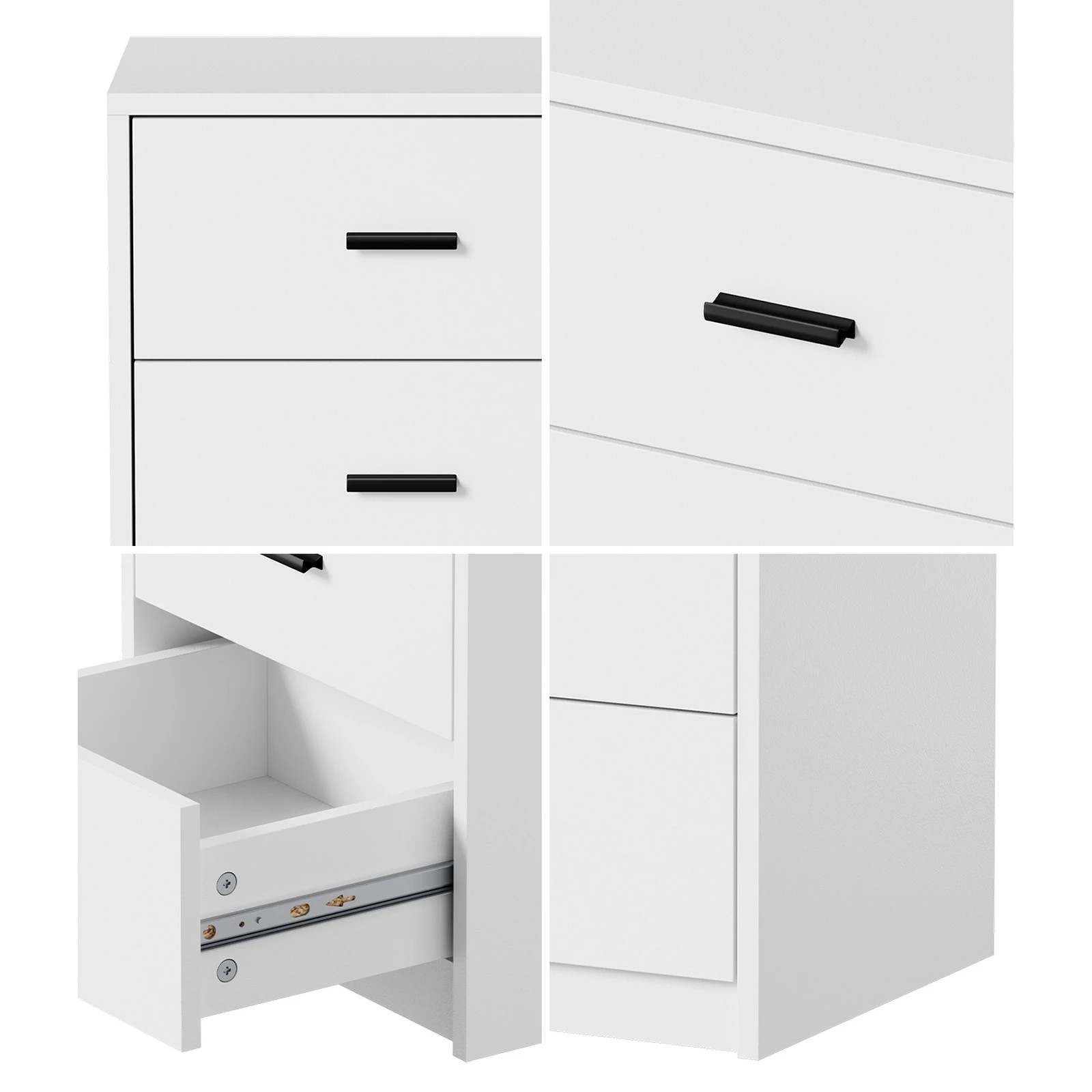 5 Oikiture 2x Bedside Table 3 Drawers Nightstand Bedroom Storage Side End - White, 5 of 9