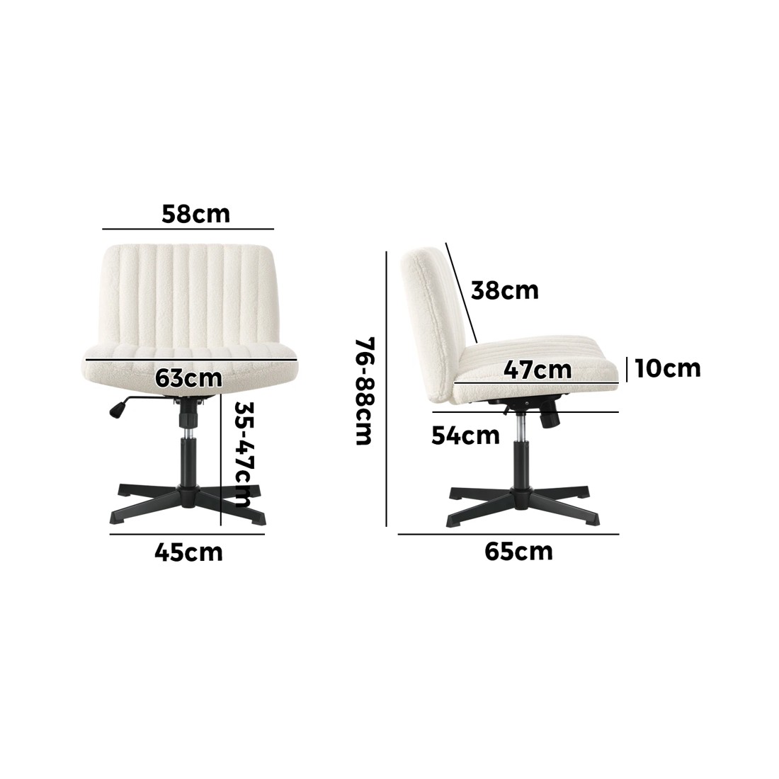 3 Oikiture Armless Office Desk Chair Sherpa
 - White, 3 of 10