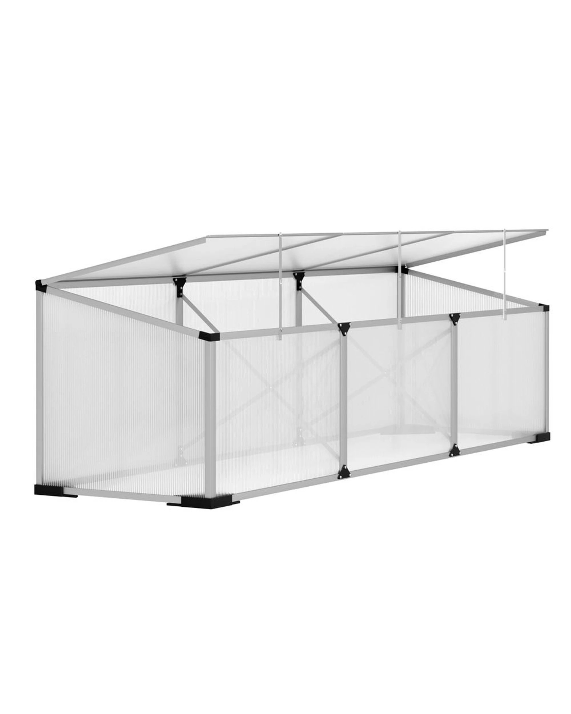 1 Green Fingers Greenhouse Cold Frame Plant Grow Aluminium Polycarbonate Green House - Silver, 1 of 6