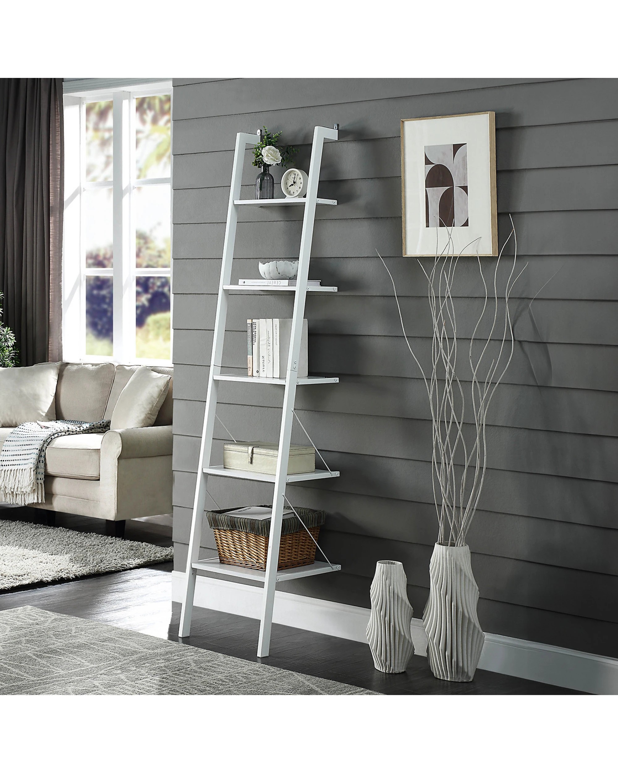 7 Sarantino Amelia 5-tier Ladder Shelf In White, 7 of 10