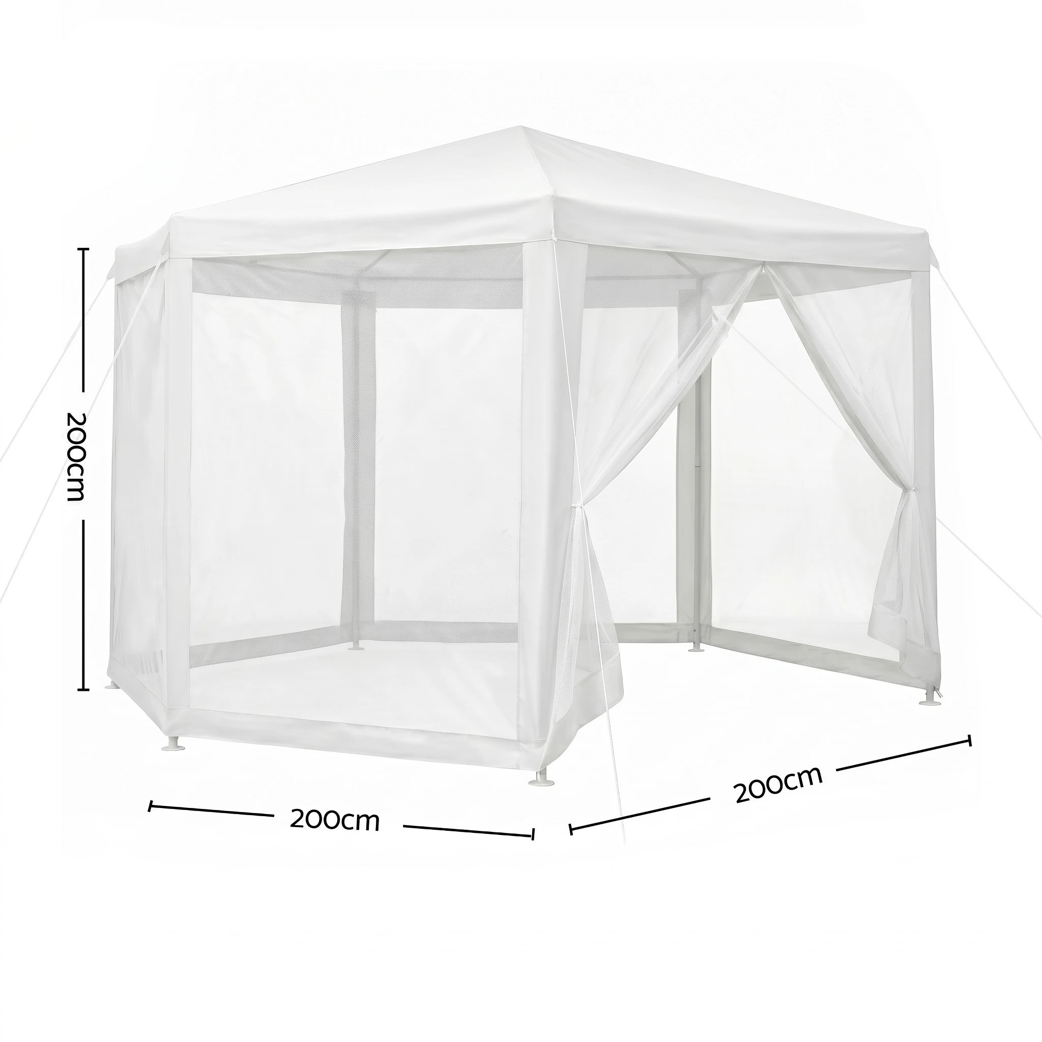 2 Instahut Gazebo Hexagonal Garden Marquee Net Canopy Tent Outdoor - White, 2 of 8
