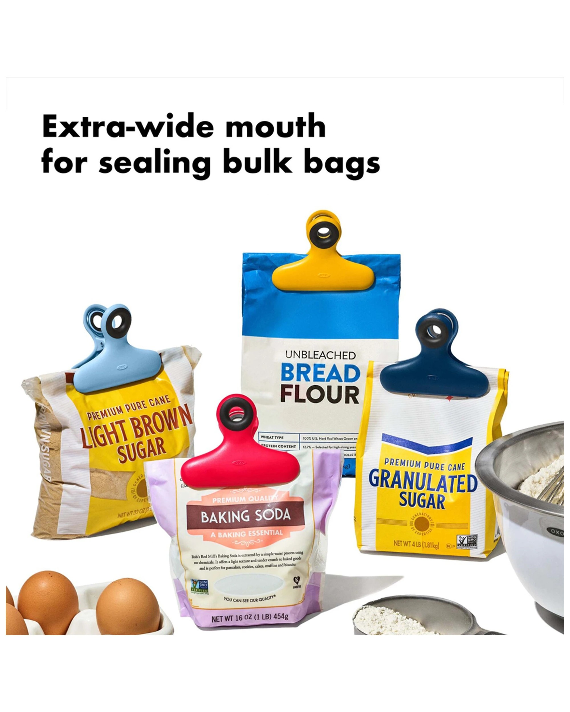 3 Oxo 4pc Set Good Grips Heavy Duty Bag Clips 8.9cm Snack Flour Bag Sealer
 - Multi, 3 of 9