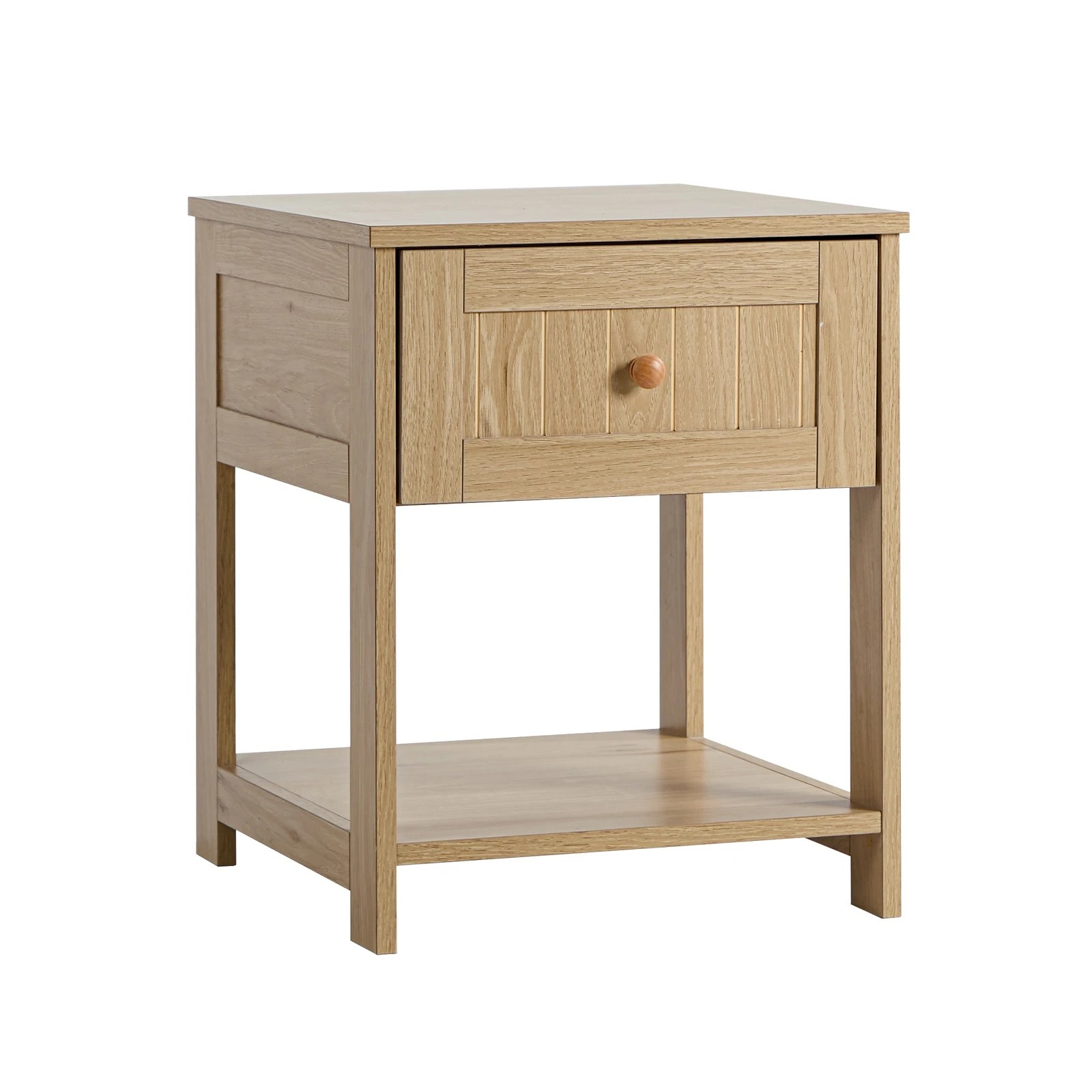6 Oikiture Bedside Table Side End 1 Drawer Storage Shelf Nightstand - Natural, 6 of 8