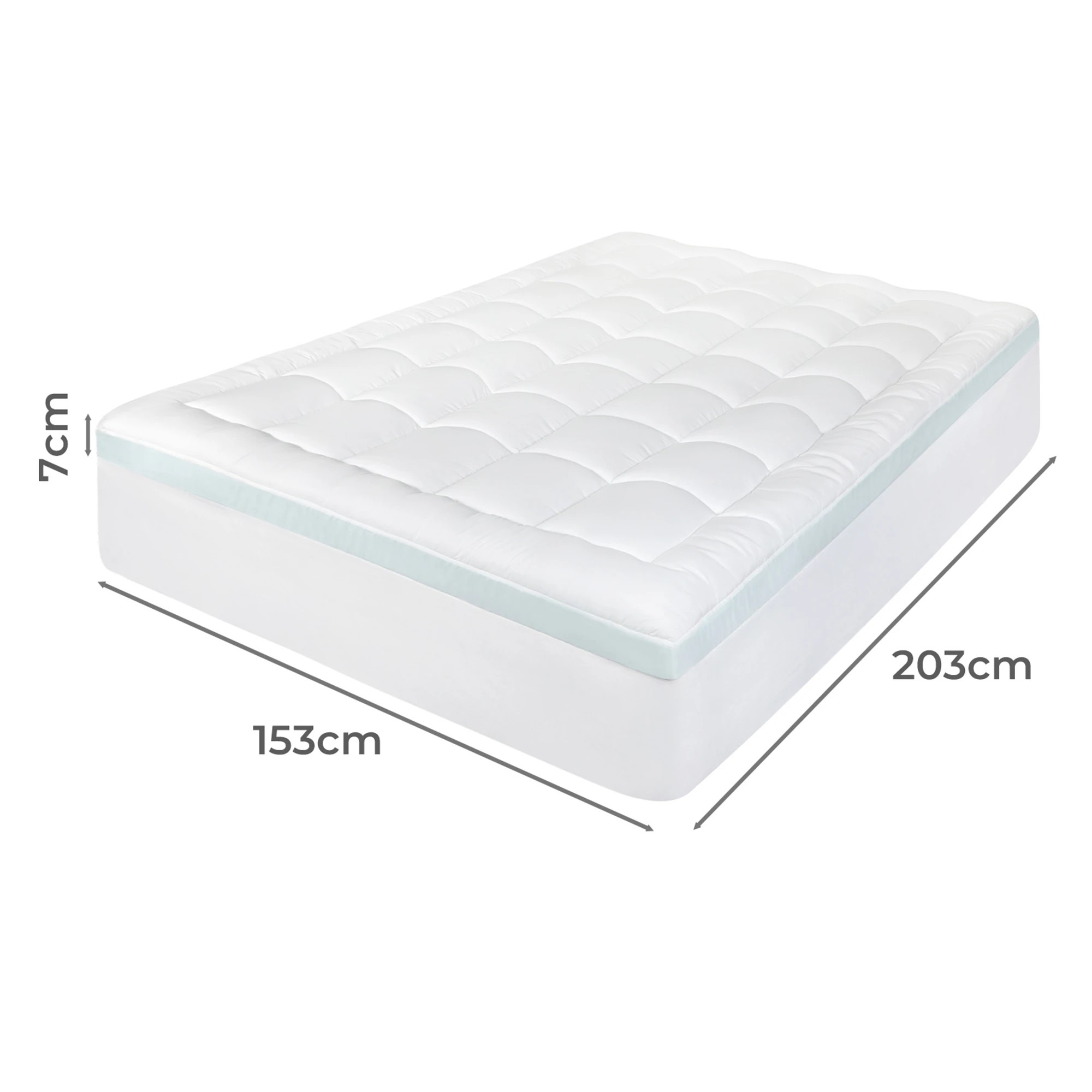 3 Dreamz Gel Memory Foam Mattress Topper Queen 8cm Pressure Relief Deep Pocket, 3 of 9