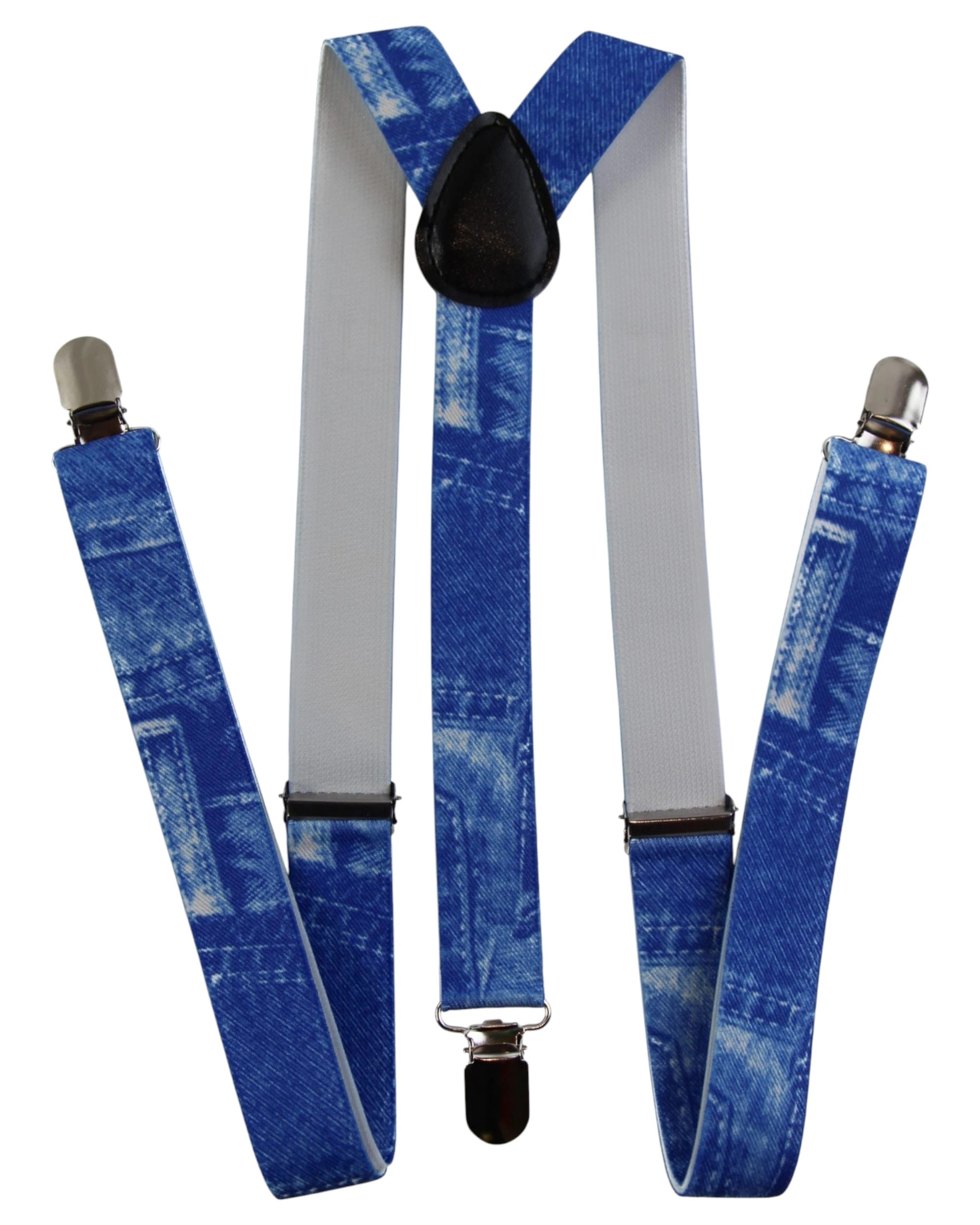 1 Zasel Mens Adjustable Denim Print Patterned Suspenders - Multi, 1 of 3