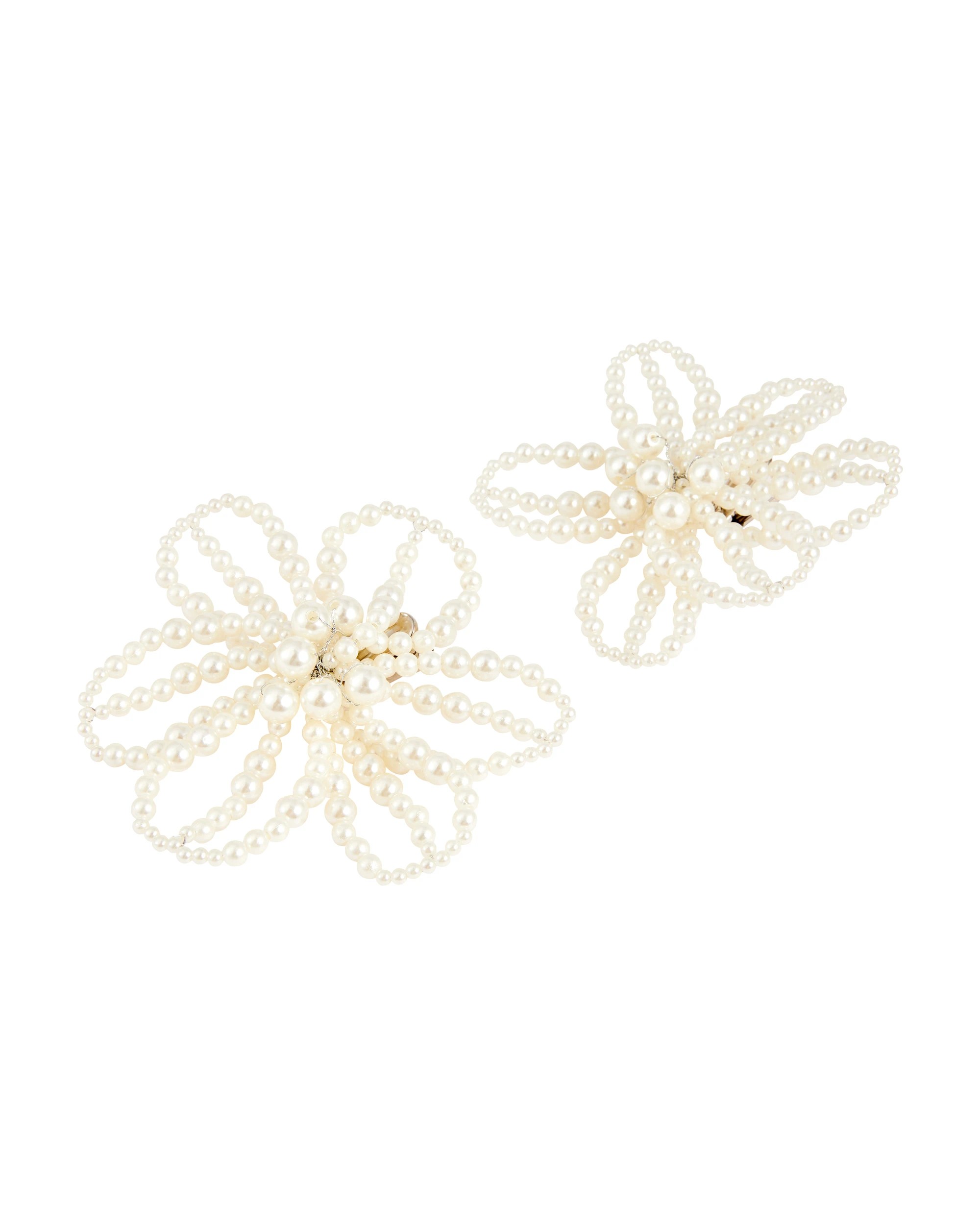 2 2 Pack Faux Pearl Look Flower Clips, 2 of 5