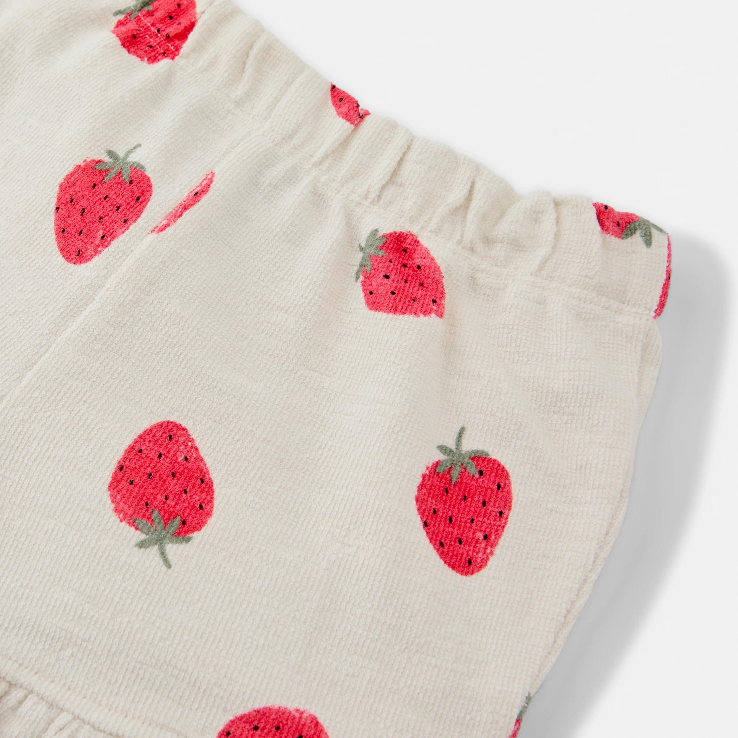 6 Short Sleeve Frill Slub Set CREAM STRAWBERRY, 6 of 6