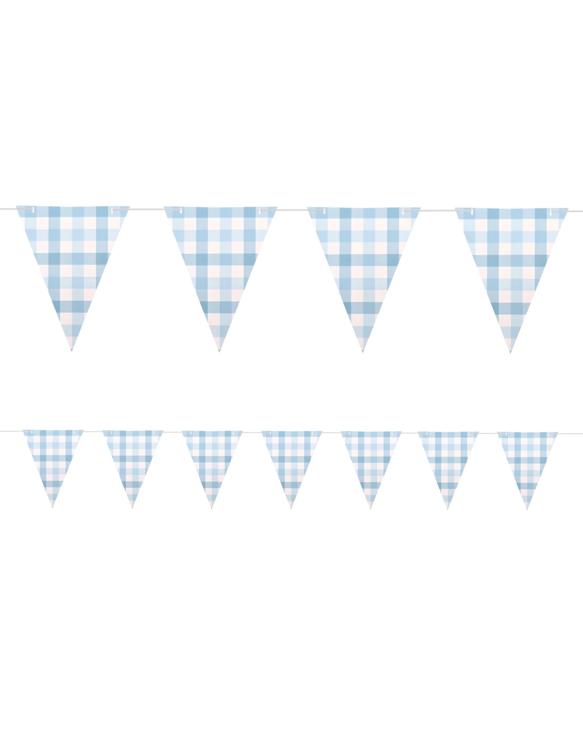 1 Amscan Gingham Flag Banner 3.9m - Pastel Blue - Pastel Blue, White, 1 of 2