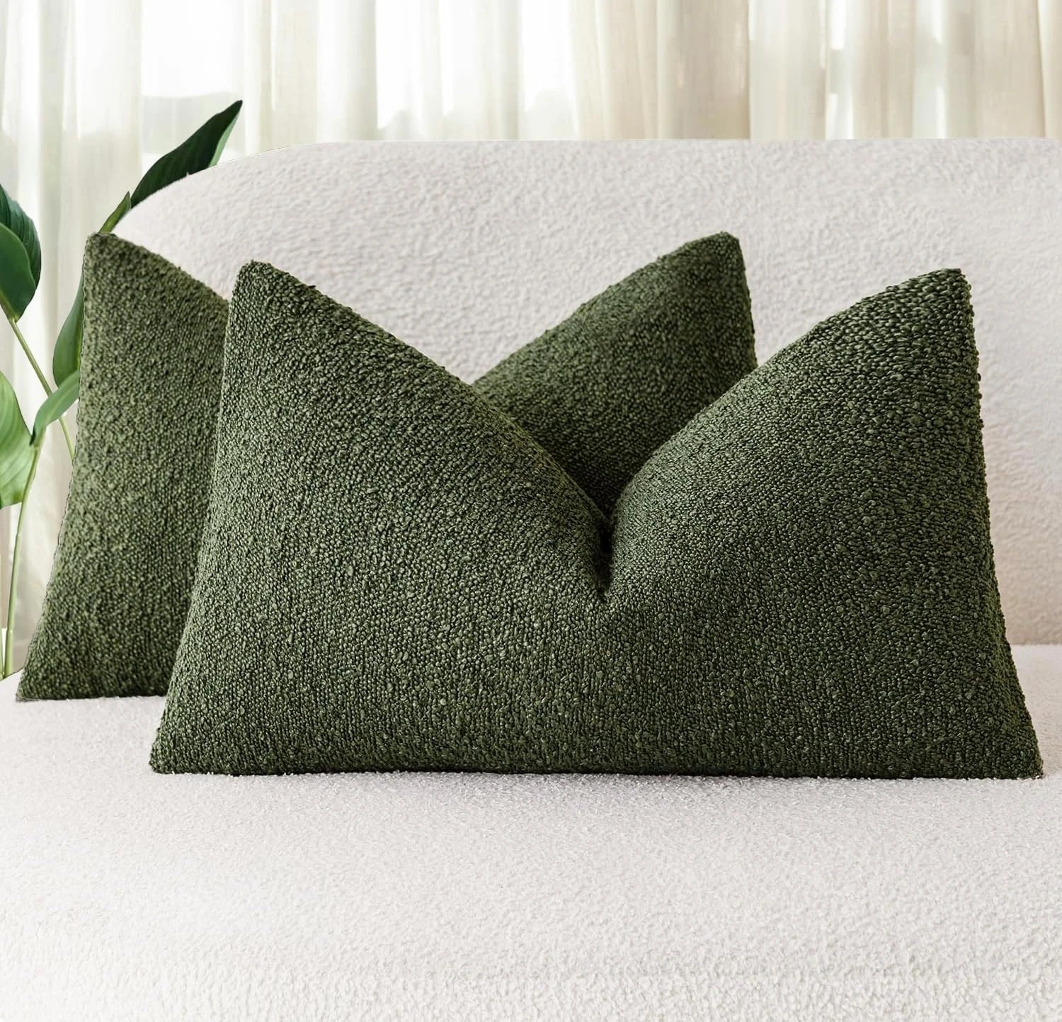 1 Gioia Casa 2-Pack Bouclé Cushion Covers 30x50cm - Forest Green, 1 of 3