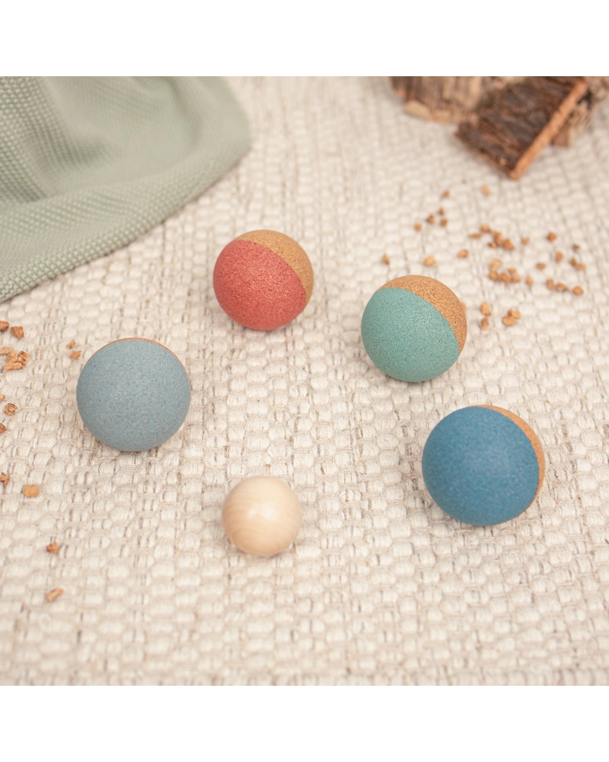 6 Korko 5pc Champions Cork Boccia Set 4 Balls 1 Wooden Ball Indoor/Outdoo - Multi, 6 of 7