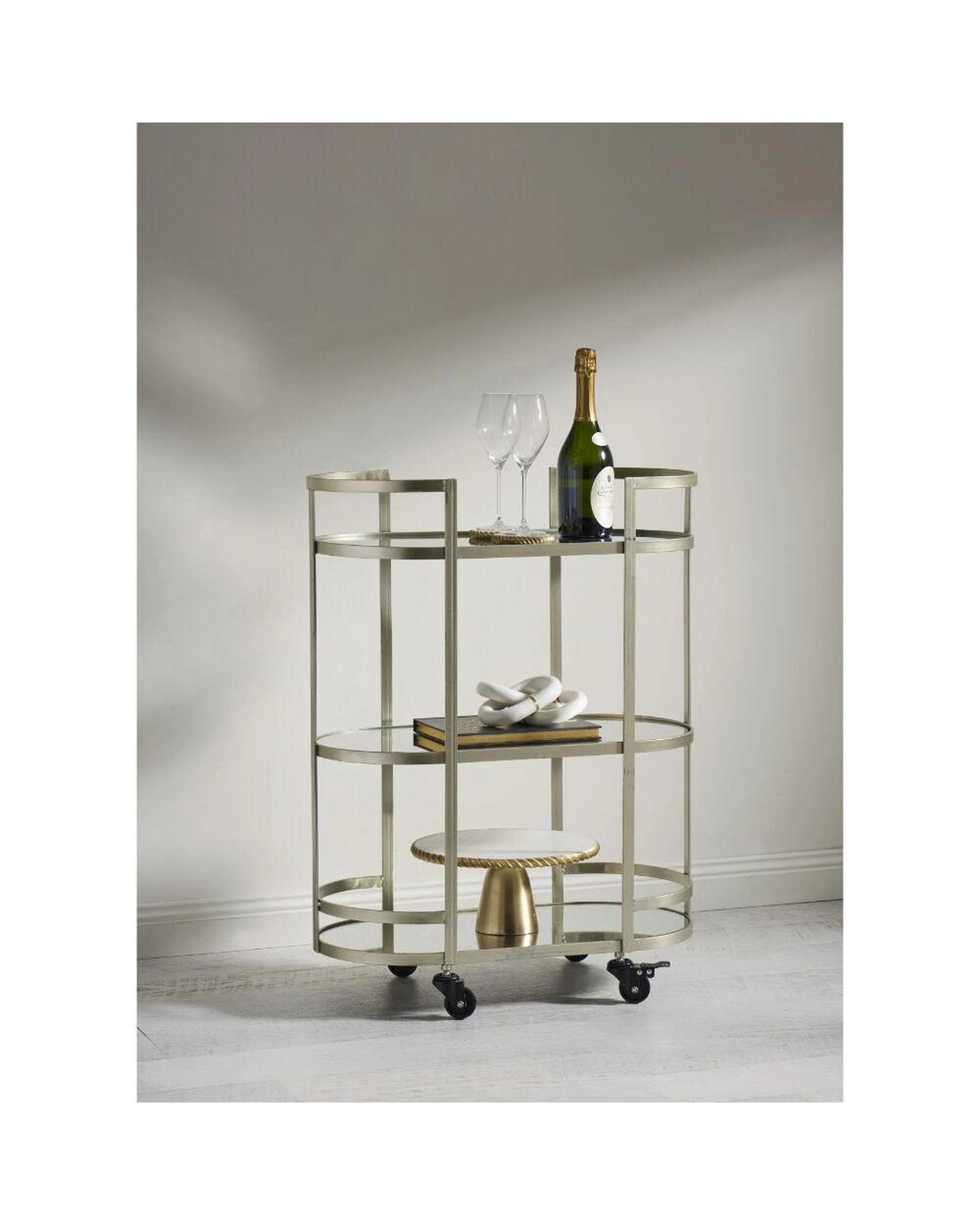 6 Society Home Arden Drinks Trolley Antique Silver 64x84.5x34cm, 6 of 6