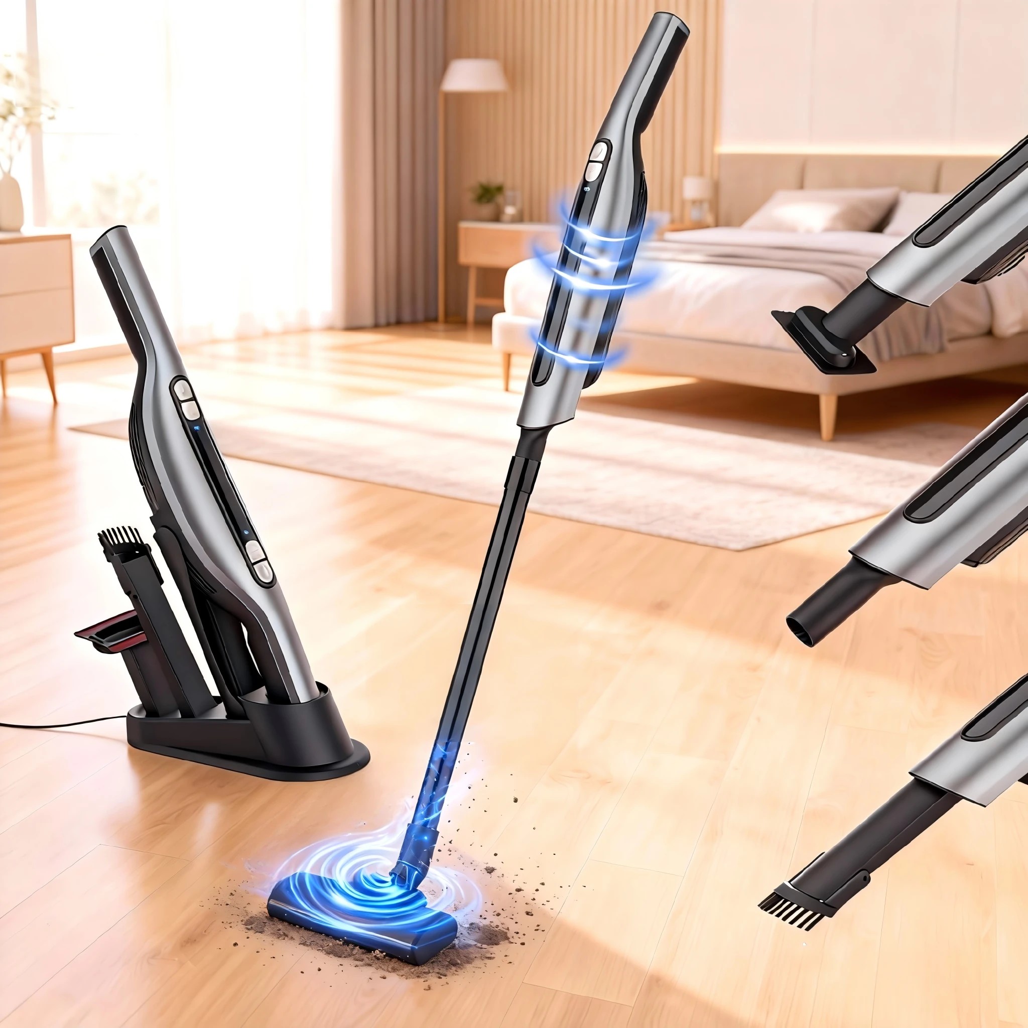 3 ADVWIN 4-in-1 Cordless Vacuum Cleaner, Portable Lightweight Car Vacuum, with Powerful Suction,LED Display, 3 of 7