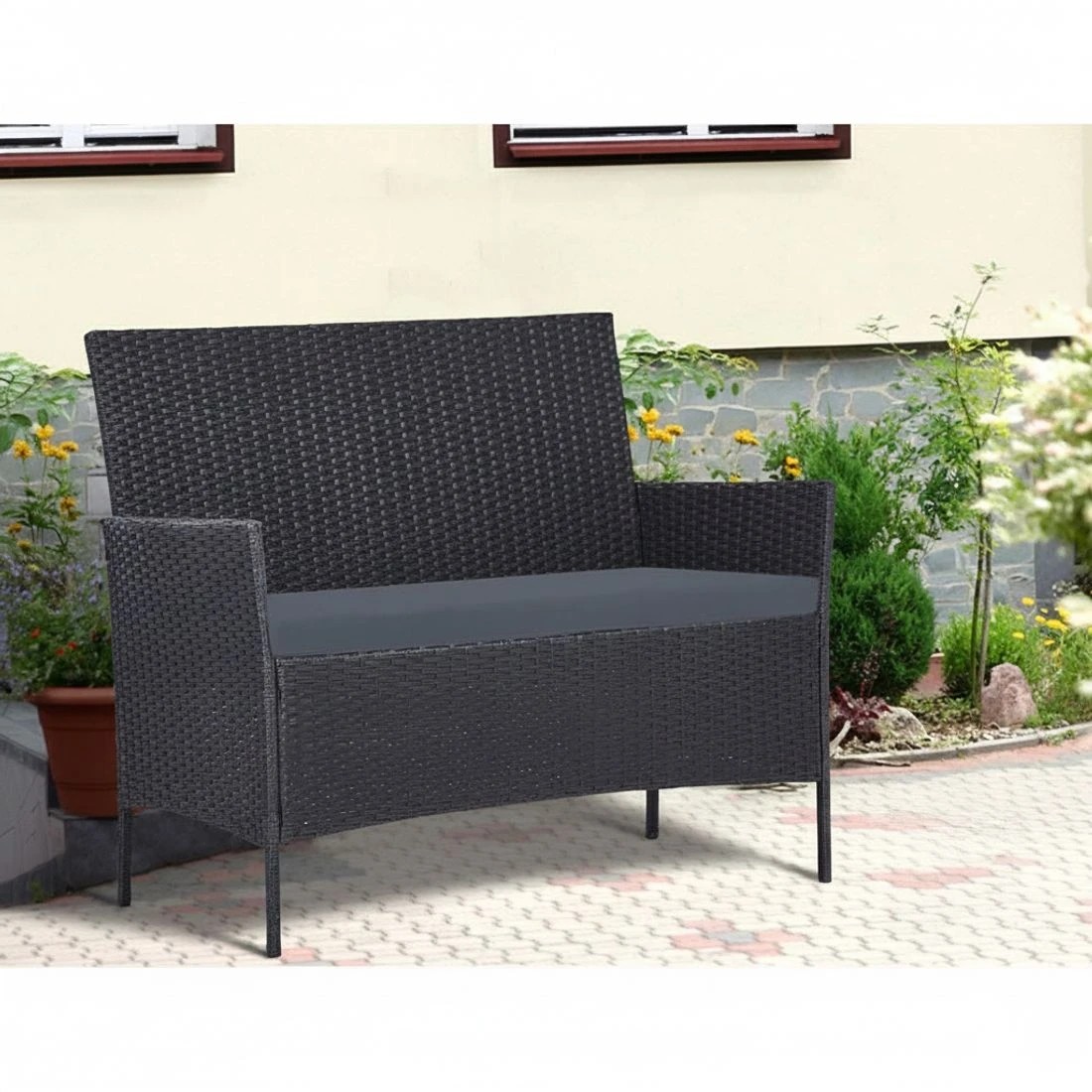 3 Gardeon 4 Seater Outdoor Sofa Set with Storage Cover Wicker Table Chair DarkGrey - Grey, 3 of 5
