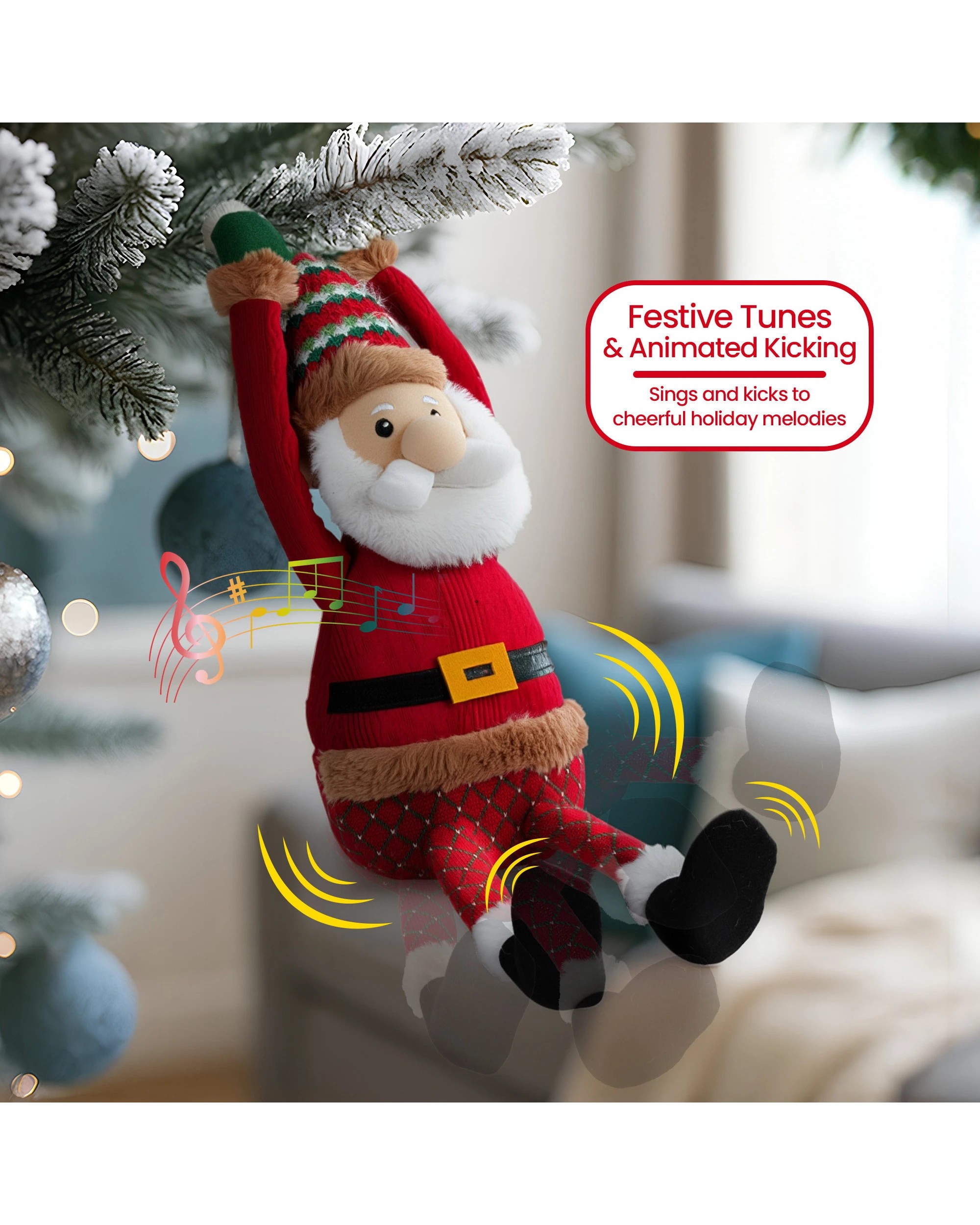 3 Christabelle 41cm Christmas Santa Animated Musical Decoration Ornament For Table Top Or Mantel Display With Music, 3 of 4