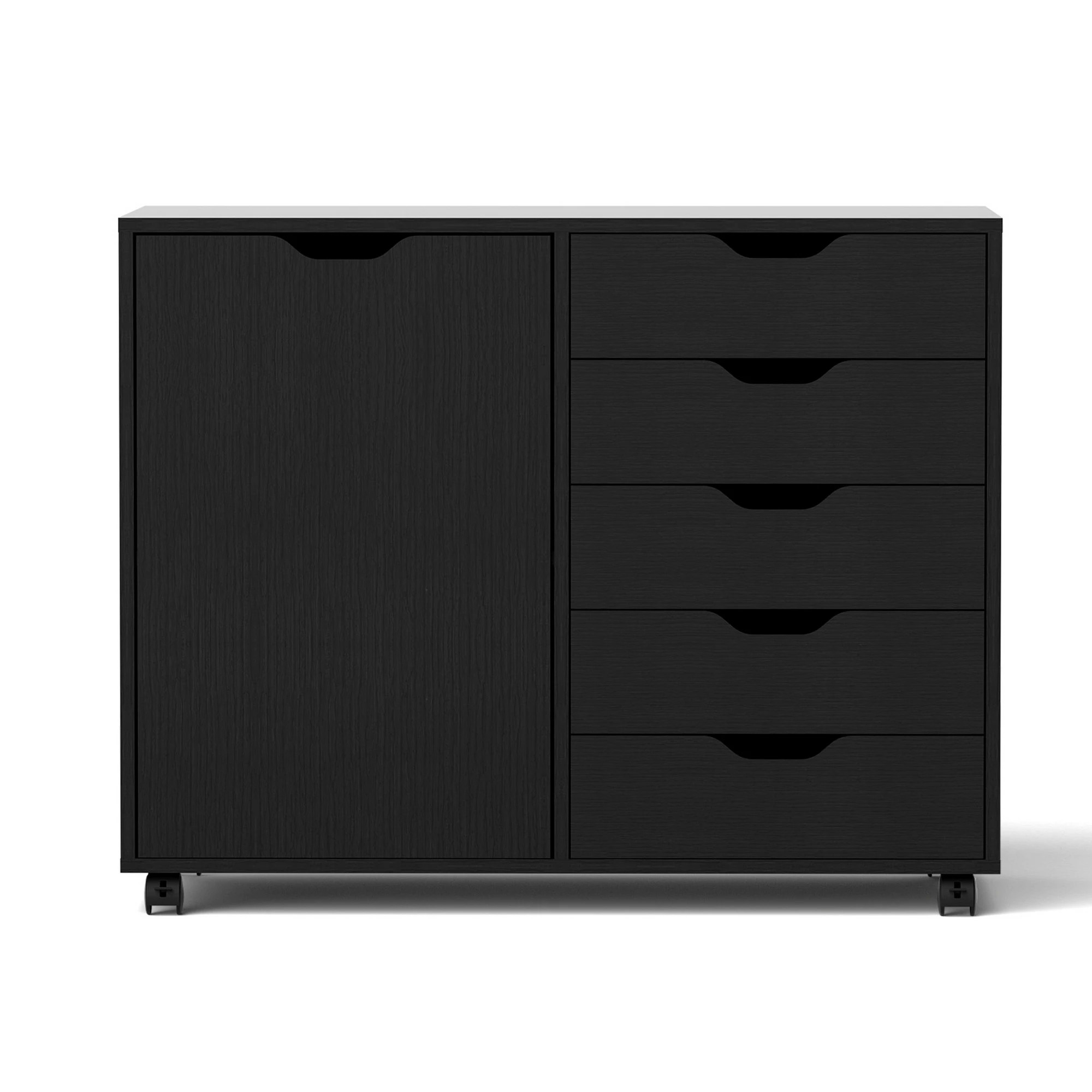 3 Artiss Mobile Filing Cabinet 5 Drawer with Door Modern Storage Cabinet Printer - Black, 3 of 4