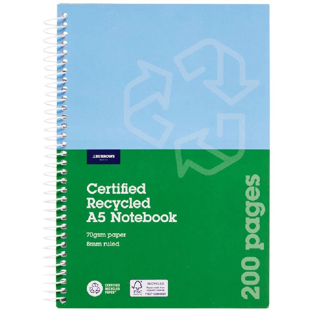 2 J.Burrows A5 Spiral Notebook 200 Page 5 Pack, 2 of 3