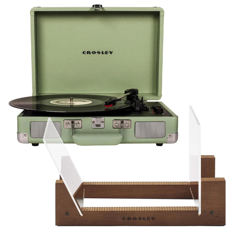1 Crosley Cruiser Bluetooth Portable Turntable - Mint + Bundled Crosley Record Storage Display Stand - Assorted, 1 of 5