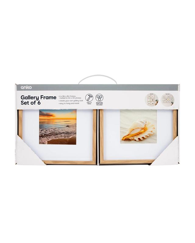 6 Piece Gallery Frame Set - Oak 