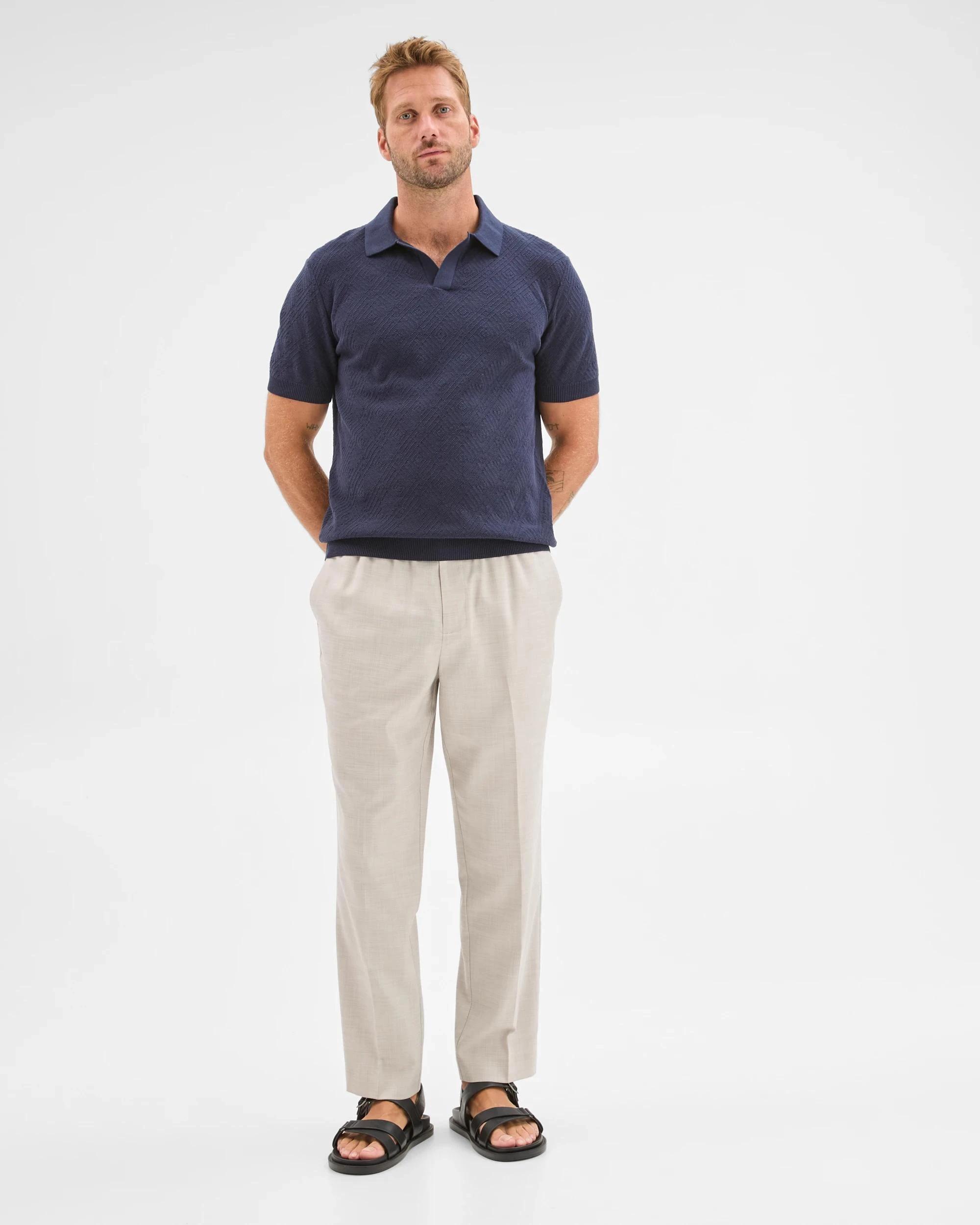 2 Preview Australian Cotton Knit Polo Top NAVY, 2 of 5