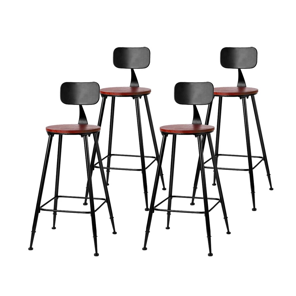 1 Artiss 4x Bar Stools Vintage Metal Chairs - Black, 1 of 5