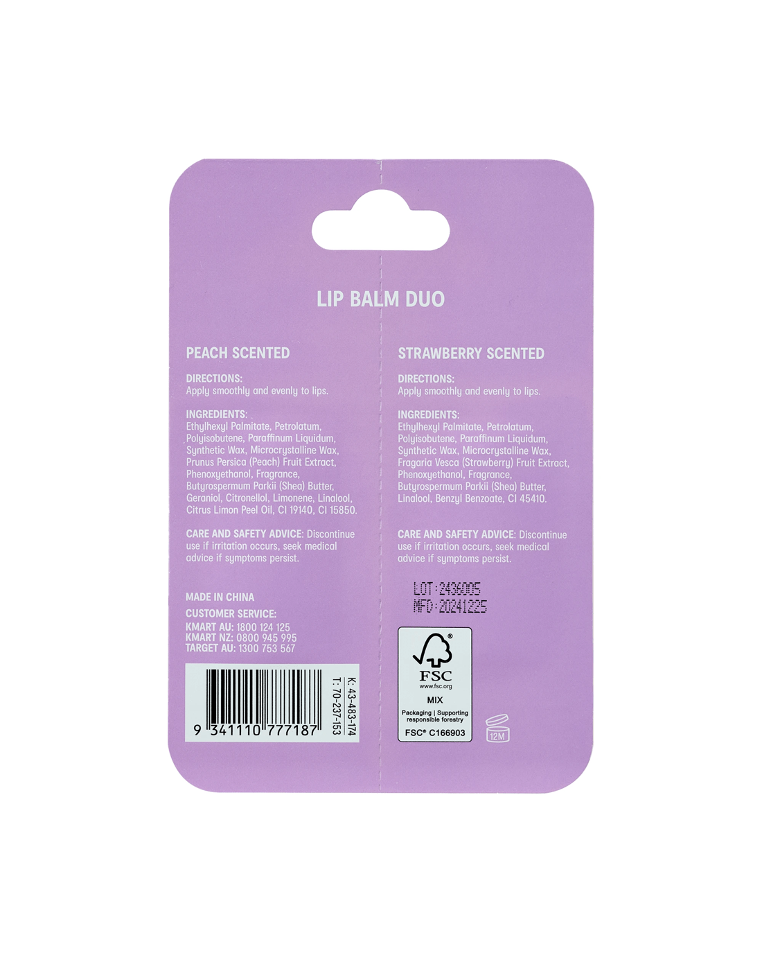 7 OXX Skincare Lip Balm Duo - Strawberry and Peach Scented, 7 of 7