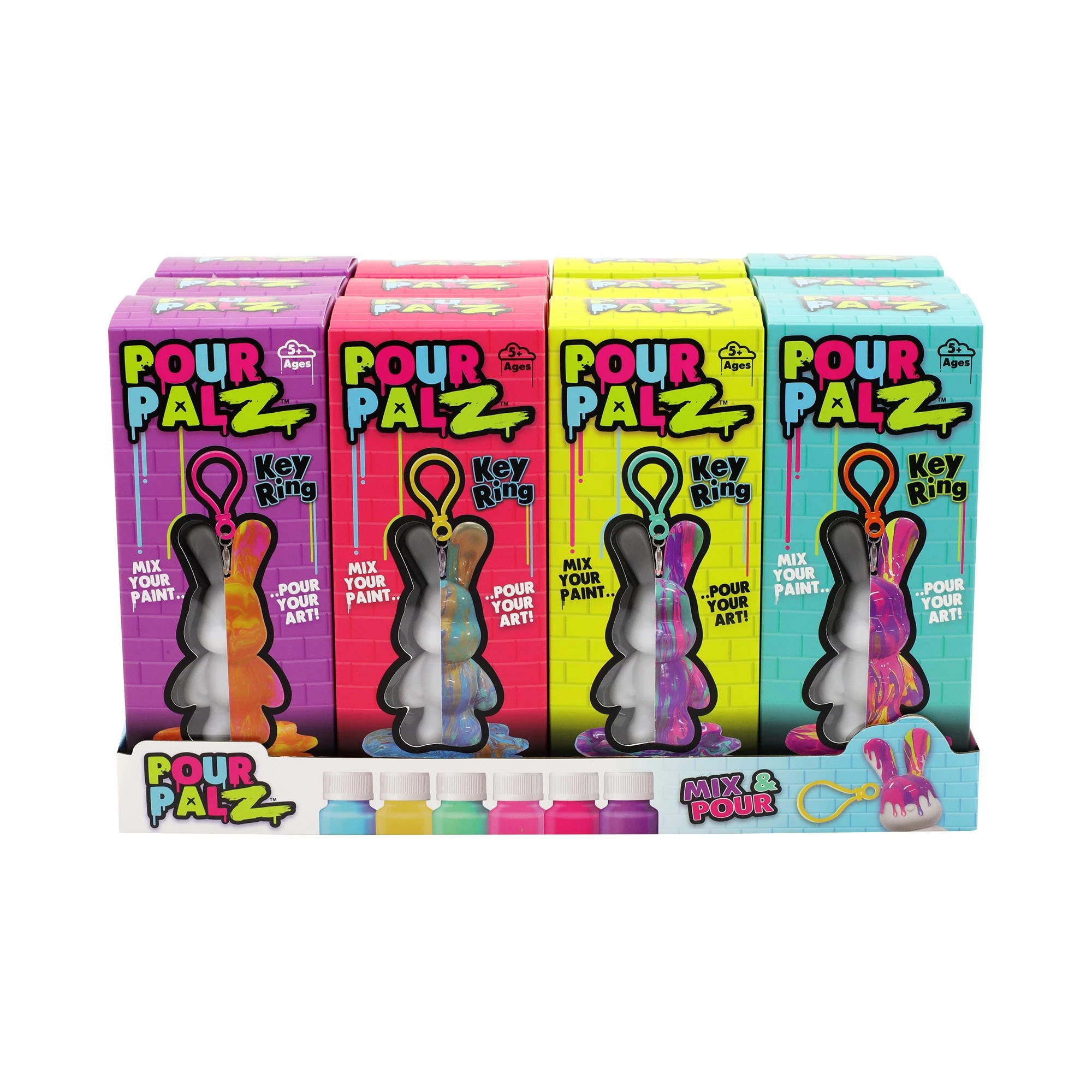 3 Pour Palz Mini Bunny Keyring - Assorted, 3 of 4