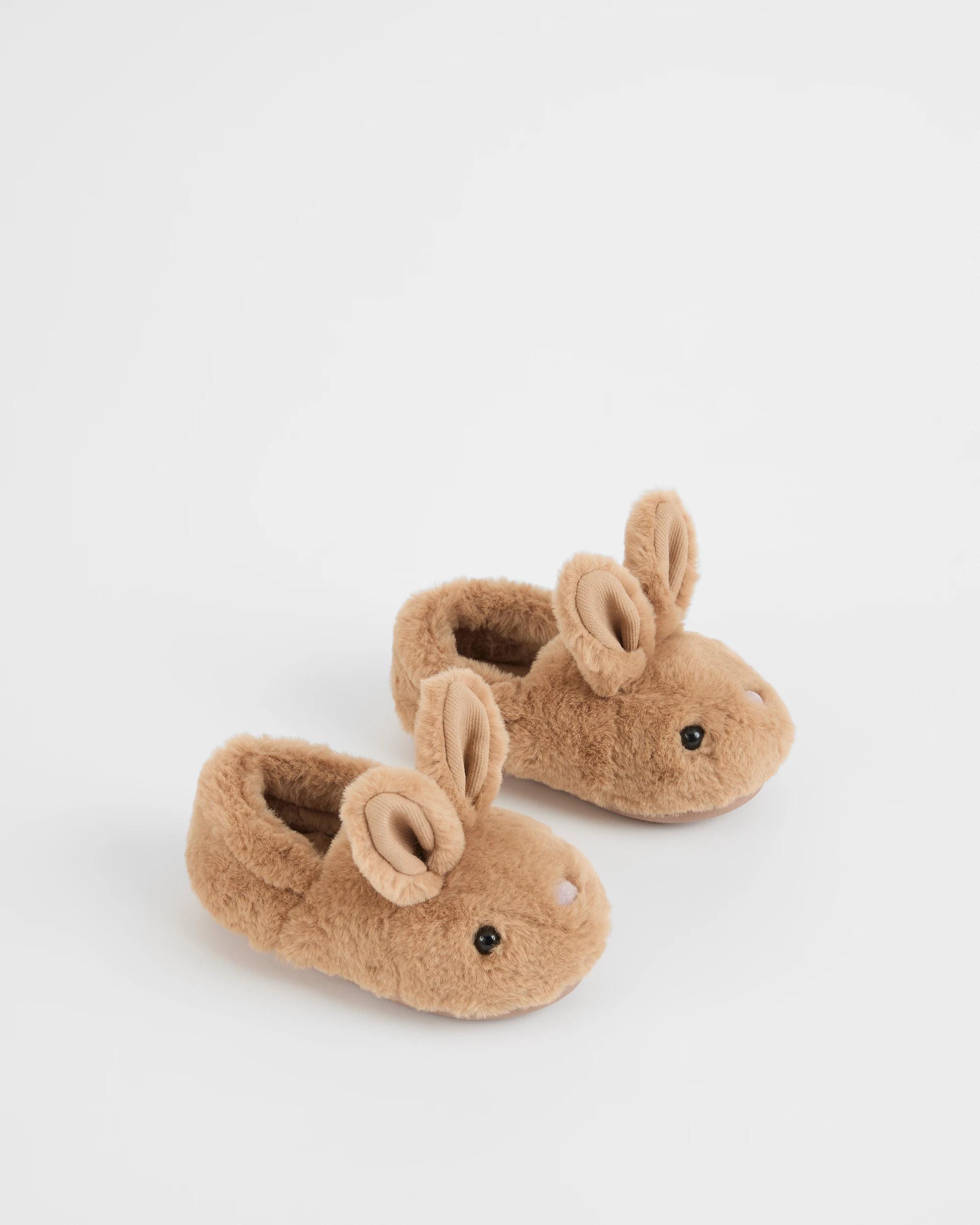 2 Target Kids Novelty 3D Bunny Slippers TAN, 2 of 4