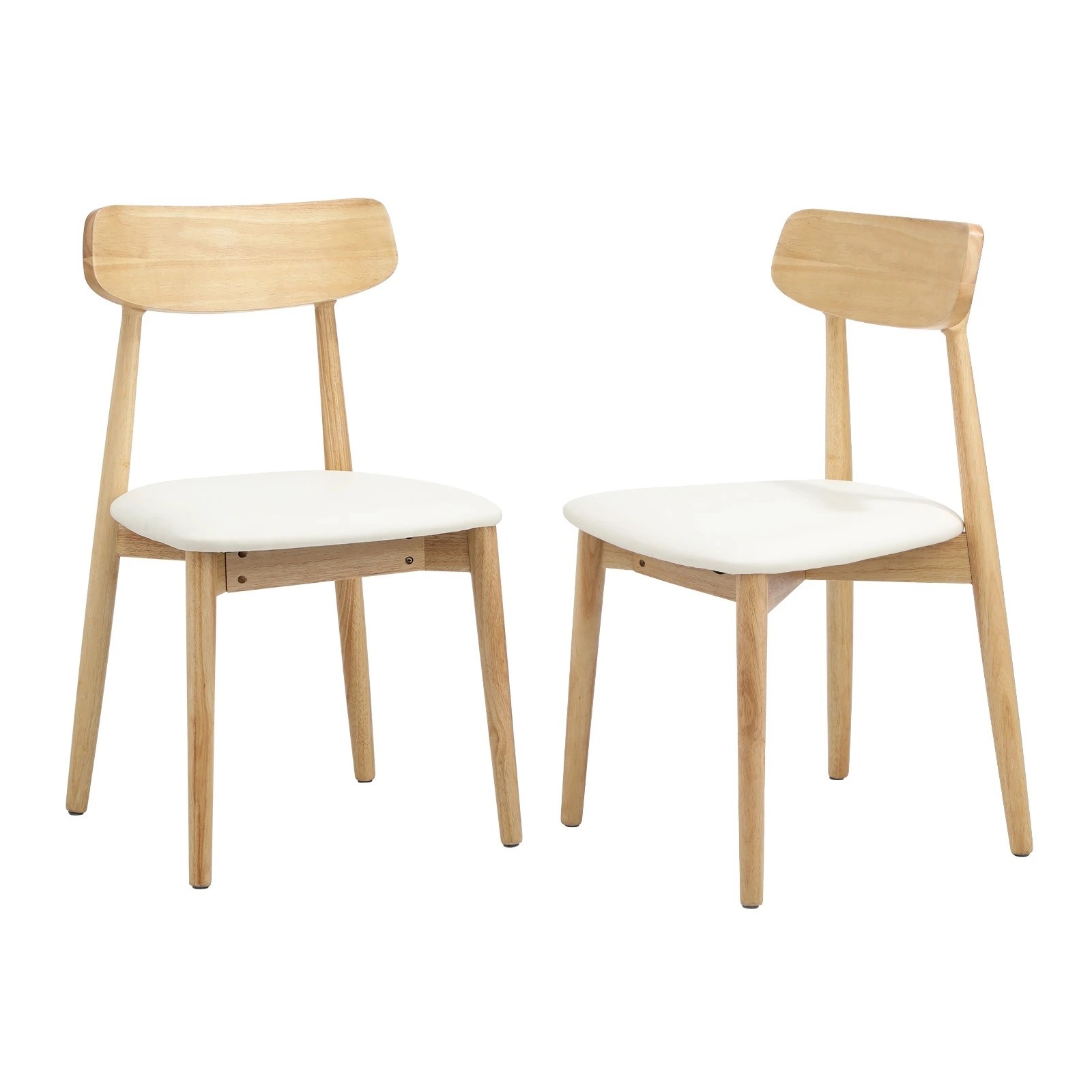 1 Oikiture 4x Dining Chairs Kitchen Chair PU Leather Solid Wood Cafe Lounge - Beige, 1 of 9
