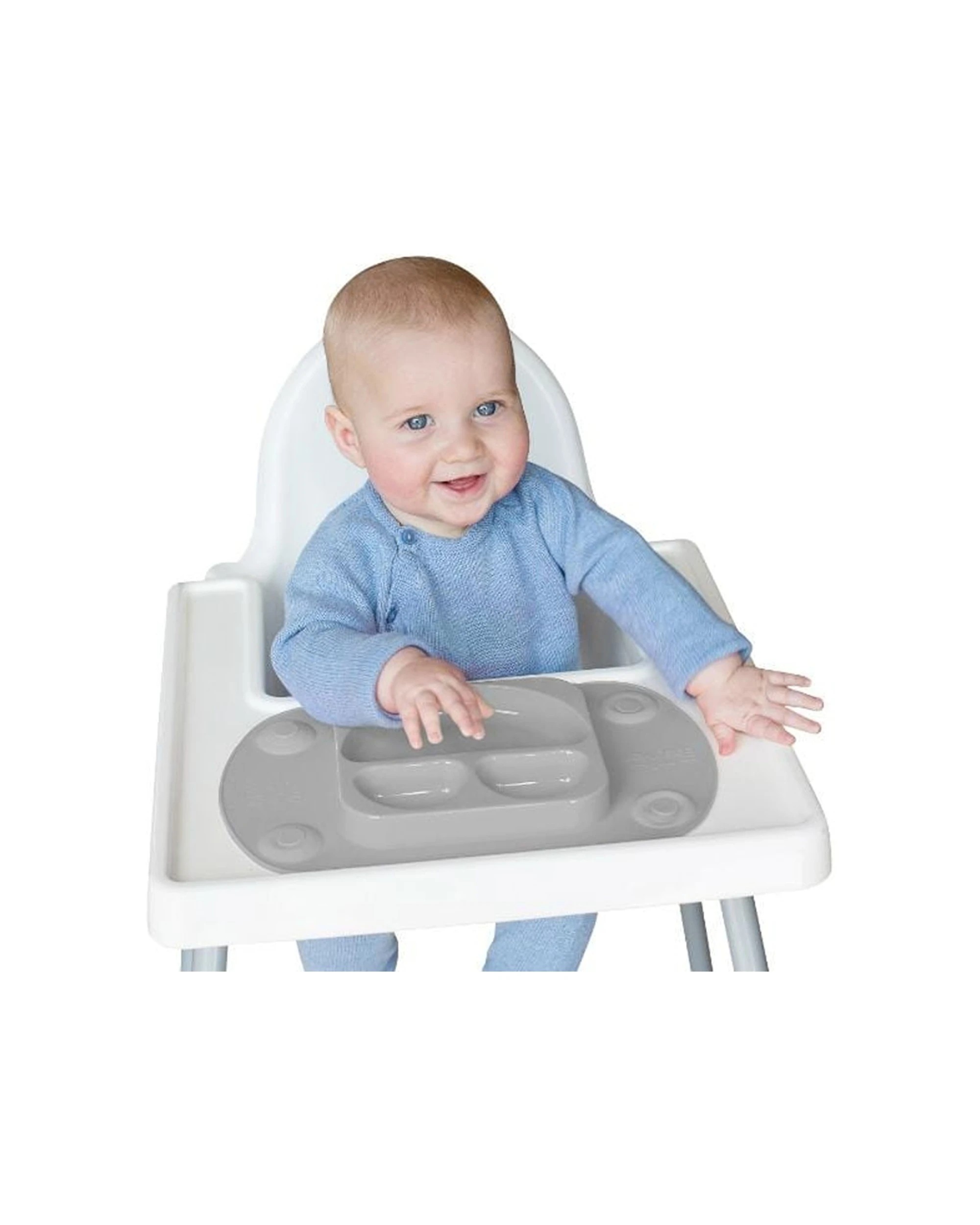 3 EasyTots Easymat Mini Feeding Plate 5 Point Suction Baby Led Weaning Cool - Grey, 3 of 4