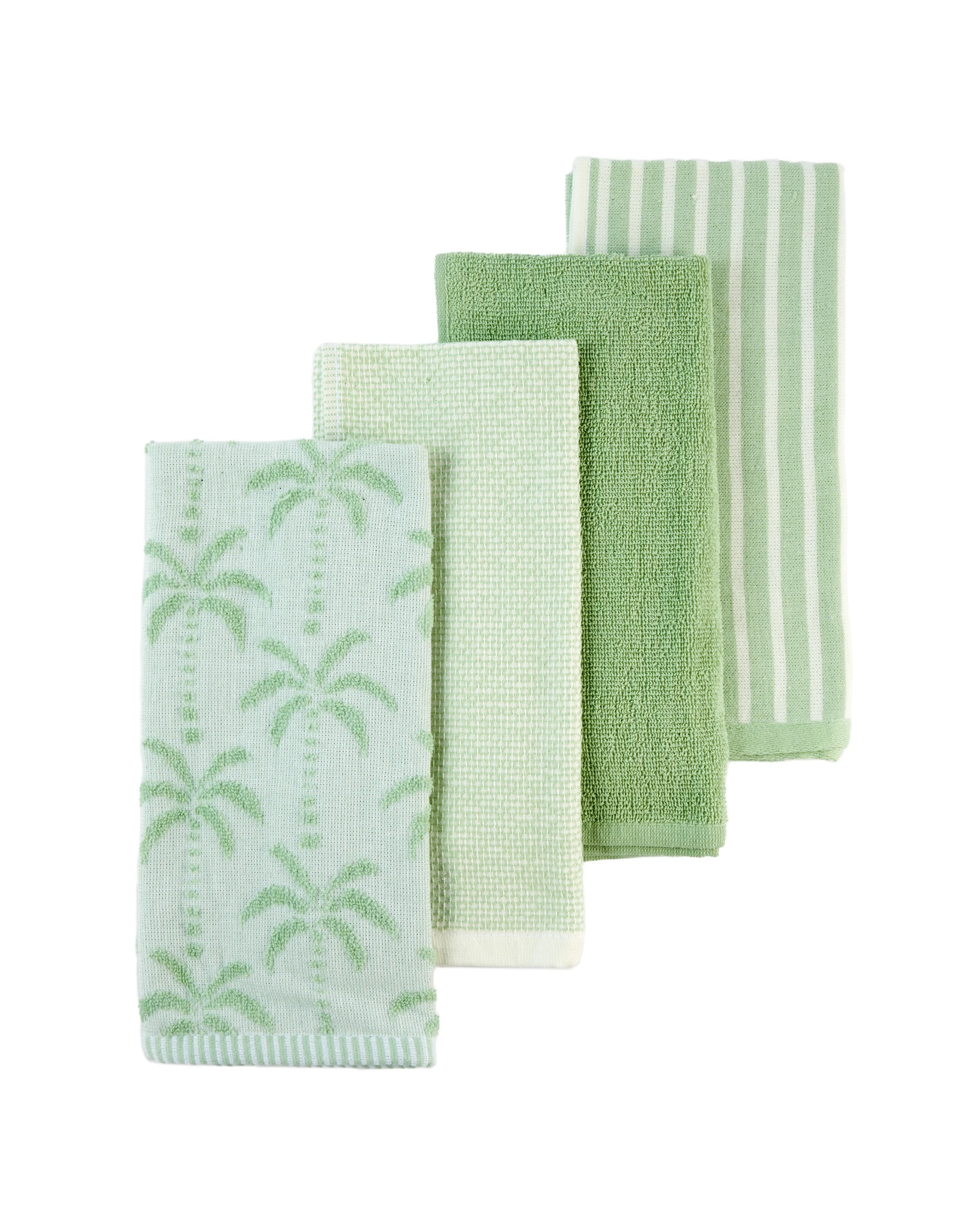 1 4 Pack Green Palm Terry Tea Towels, 1 of 7