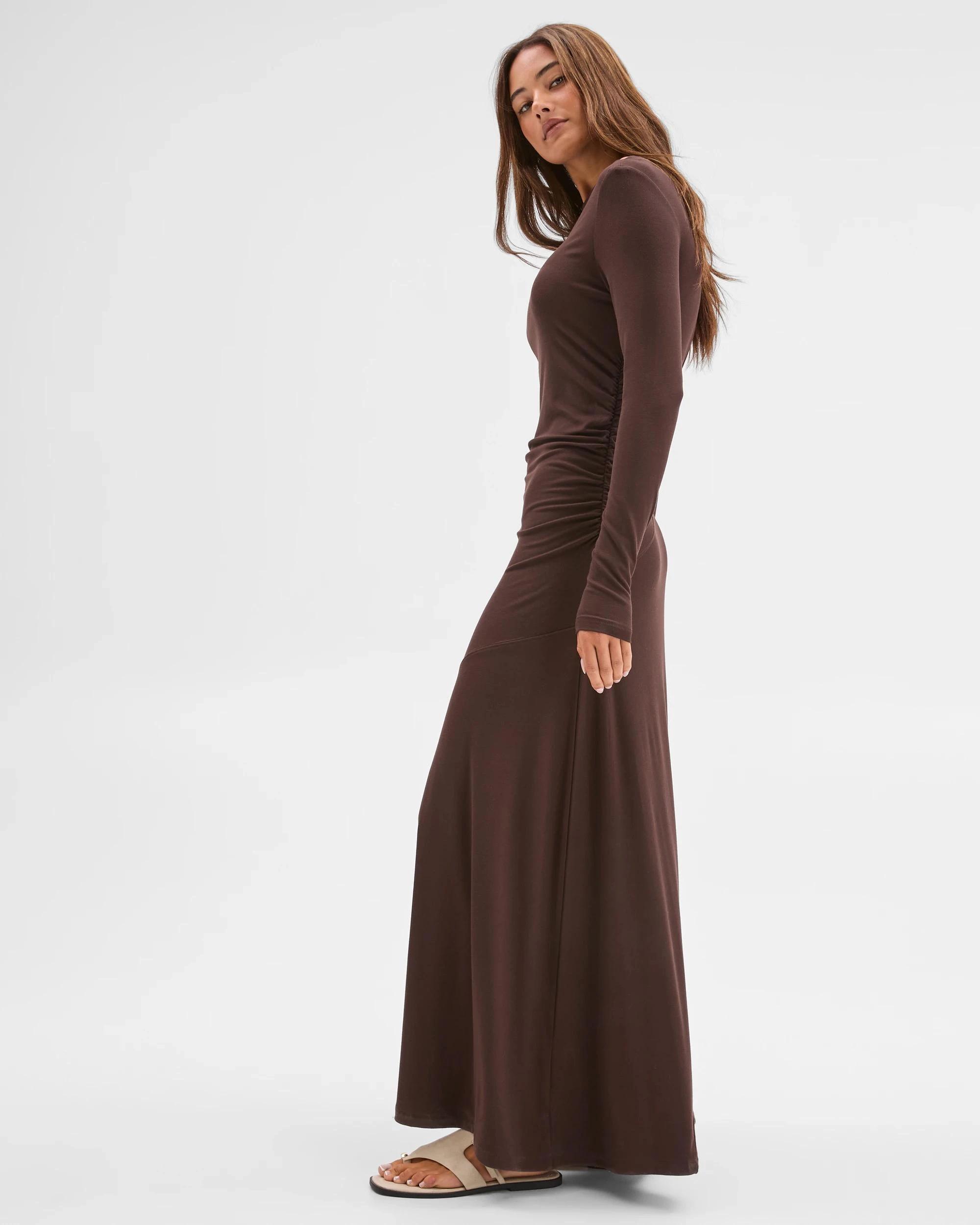 2 Lily Loves Drape Maxi Dress COFFEE BEAN, 2 of 6