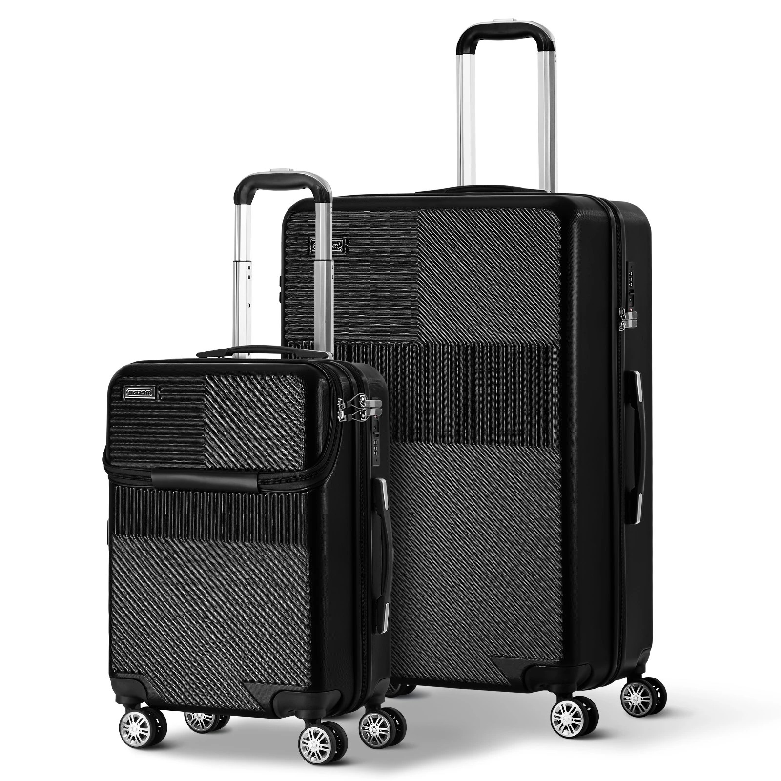 1 Mazam 2PCS Luggage Suitcase Trolley Set TSA Carry On Hard Case - Black, 1 of 9