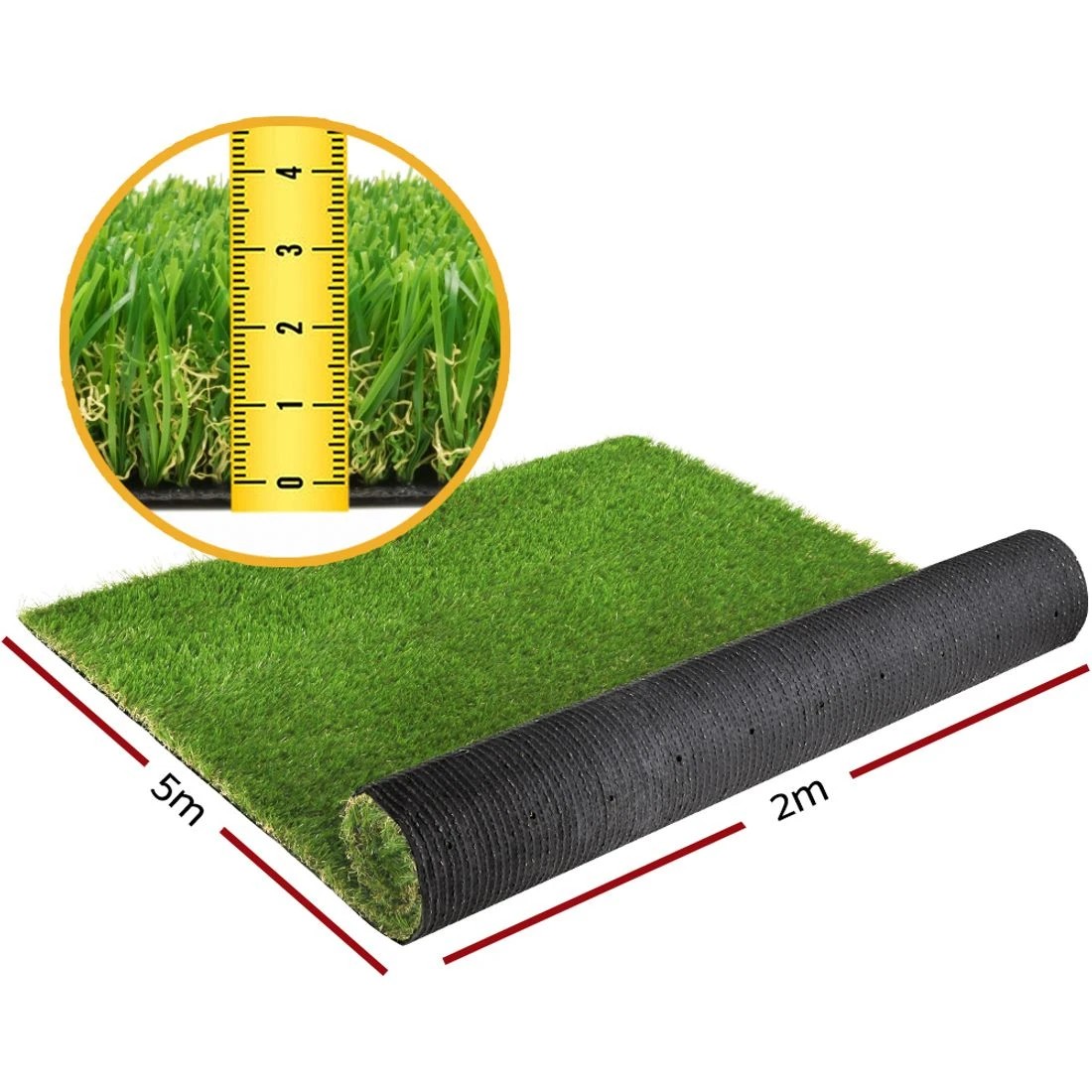 3 Prime Turf Artificial Grass 60SQM 30mm Synthetic Fake Lawn Turf Plastic Plant 4-coloured 2mx5m - Green, 3 of 7