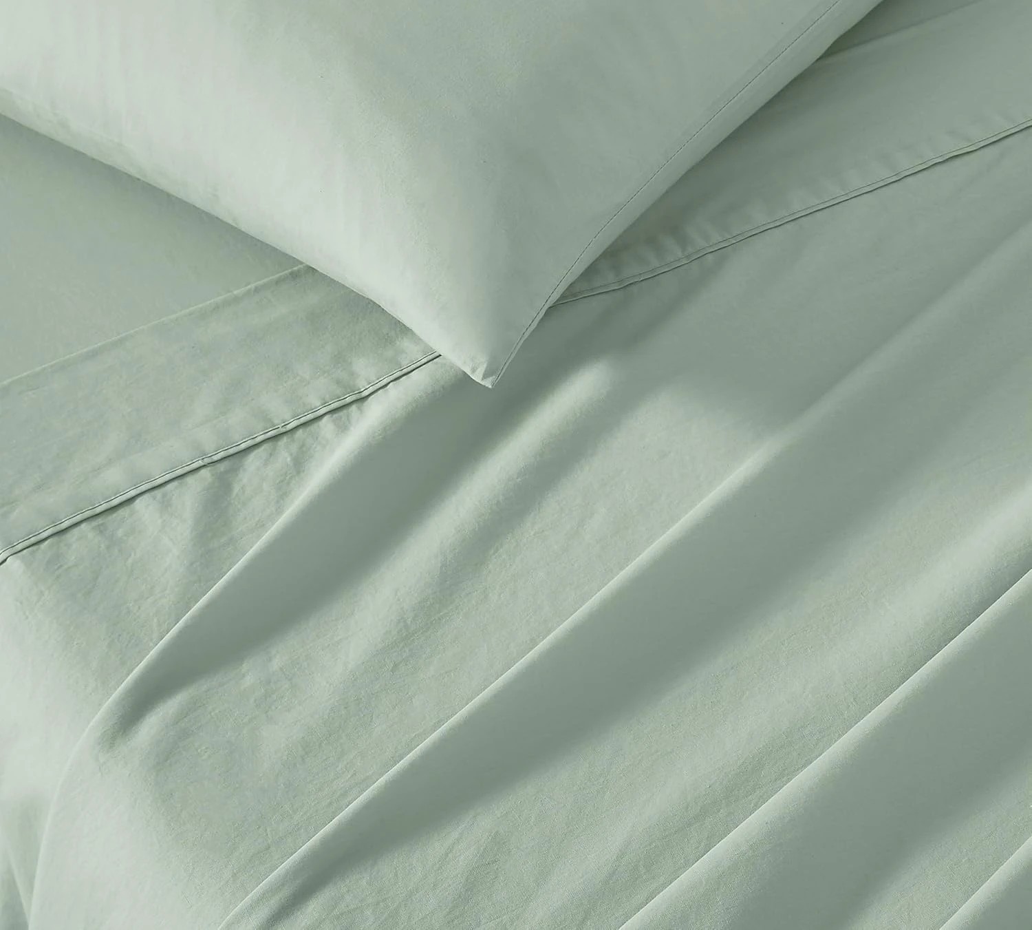 2 Gioia Casa Vintage Washed Cotton Sheet Set Soft Breathable - Double Bed - Sage, 2 of 5