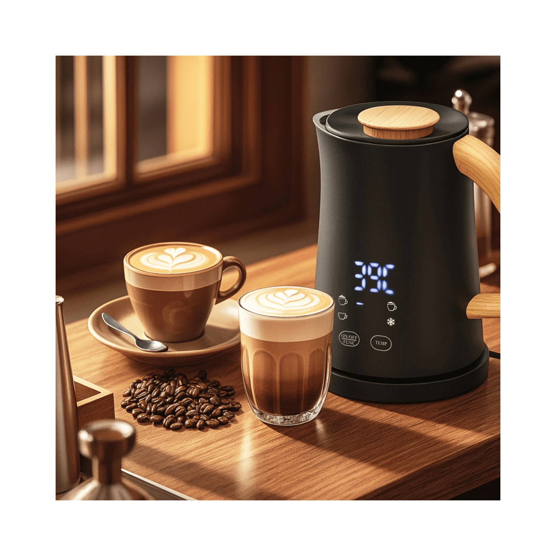 6 Advwin Electric Milk Frother, 4-in-1 Hot & Cold Frothing Coffee Steamer Frother, Digital Display Foam Maker, 6 of 7