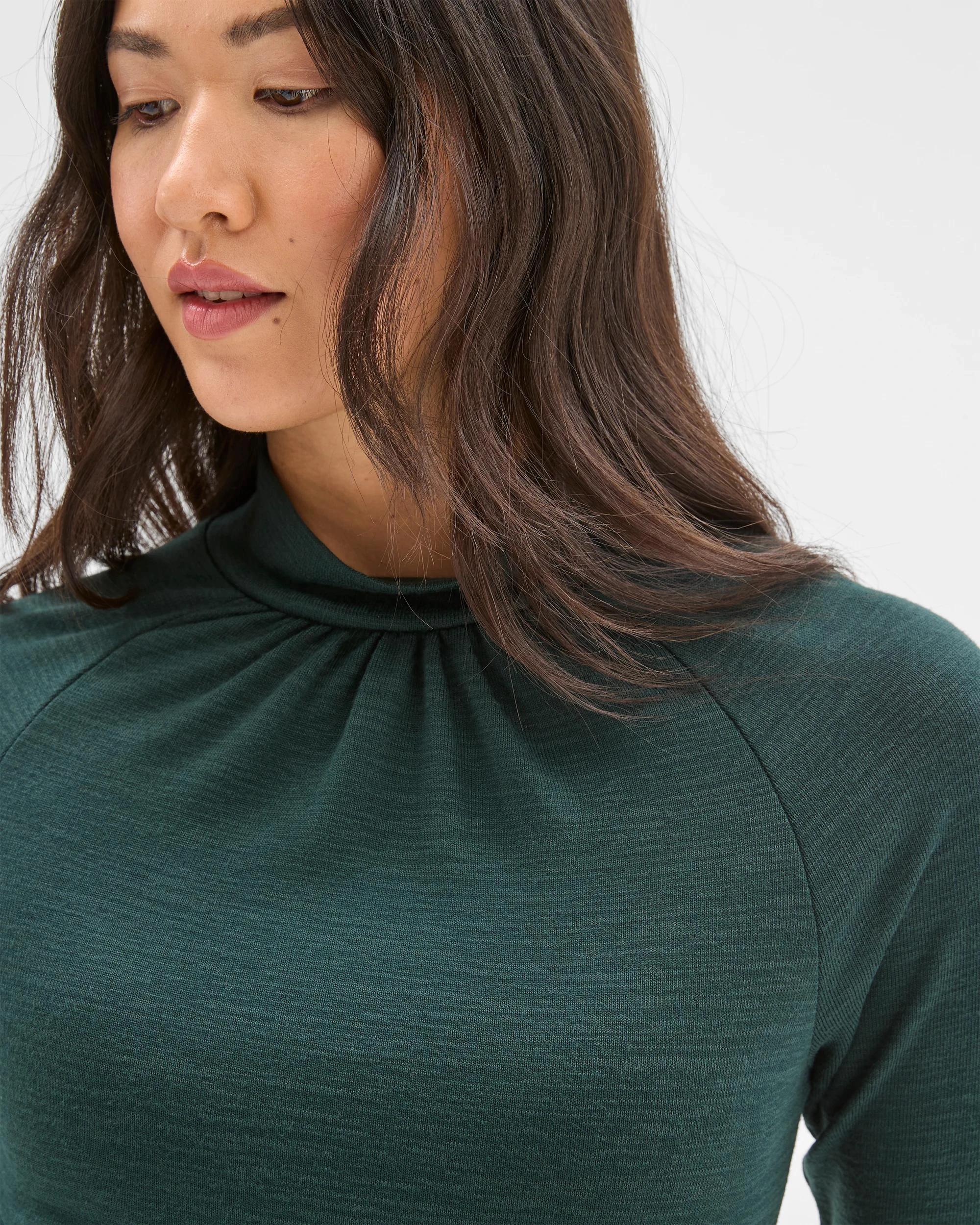 5 Preview Long Sleeve High Neck Drape Top MID JADE, 5 of 6