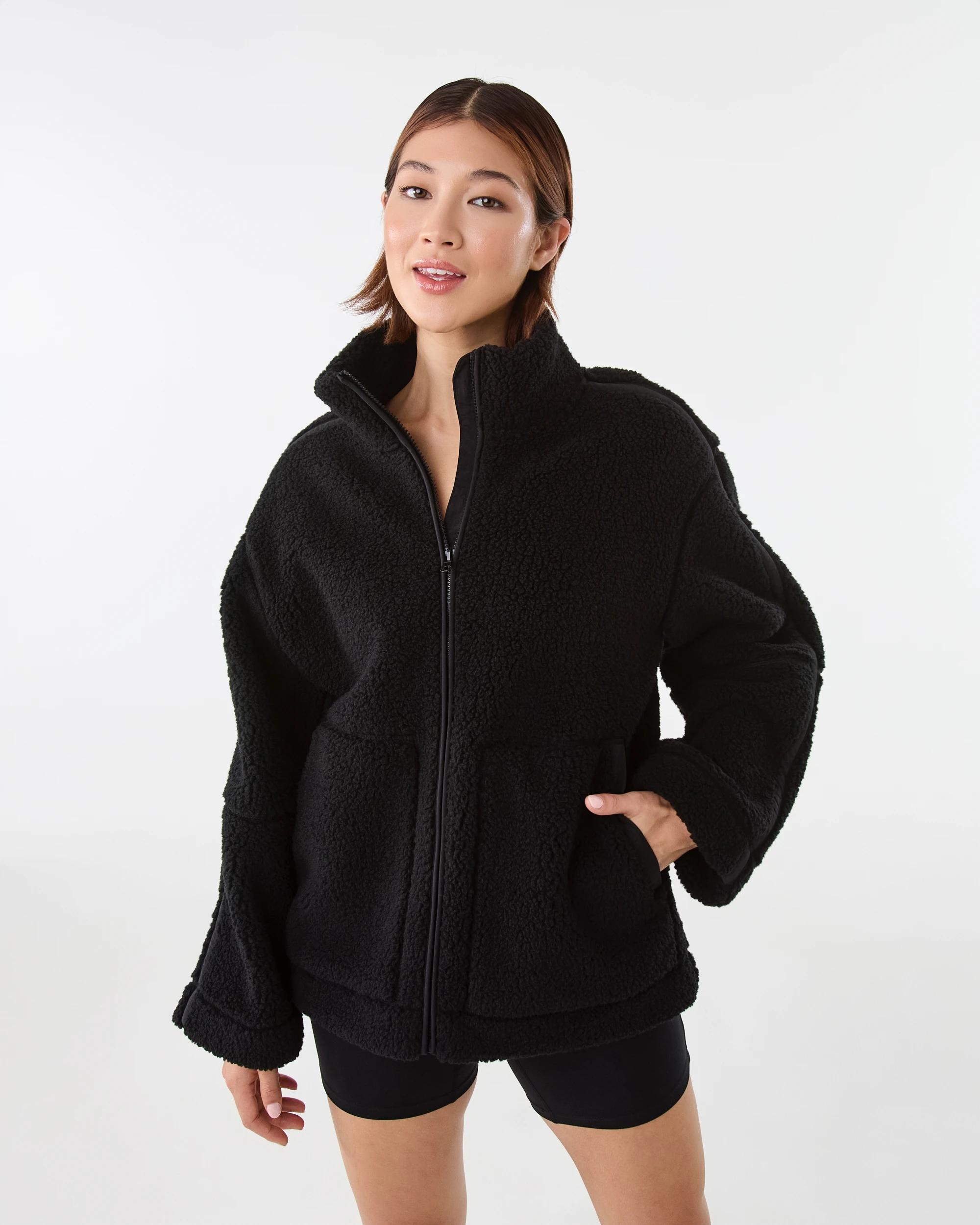 2 Active Womens Outdoor Sherpa Jacket Black, 2 of 9