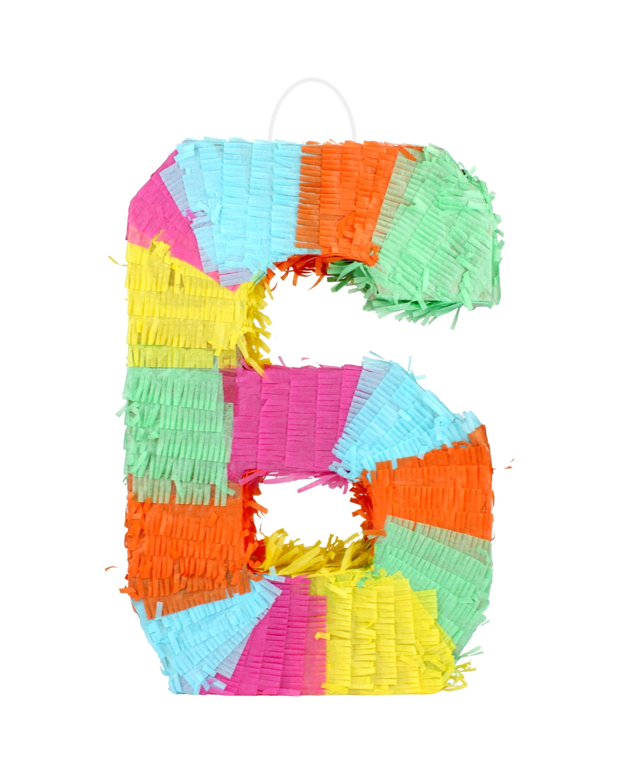 1 Partyrama Rainbow Number 6 Pinata - Rainbow, 1 of 1