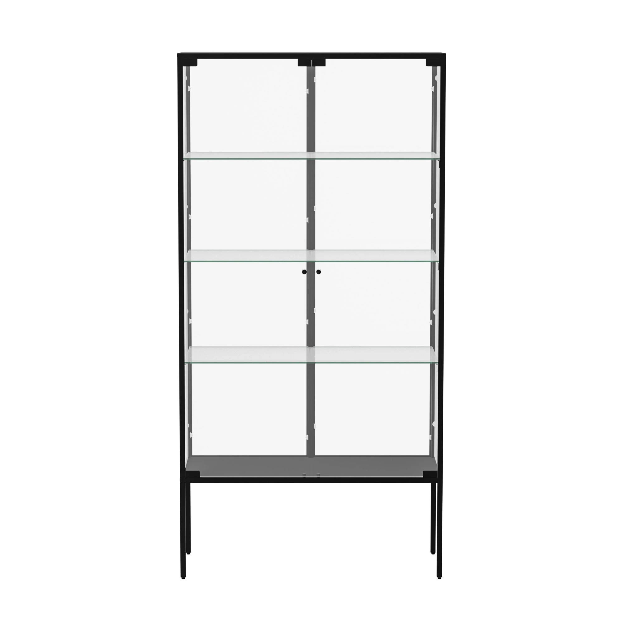 2 Stacked Tempered Glass LED Display Cabinet Steel Collections With RGB Light, 2 of 9